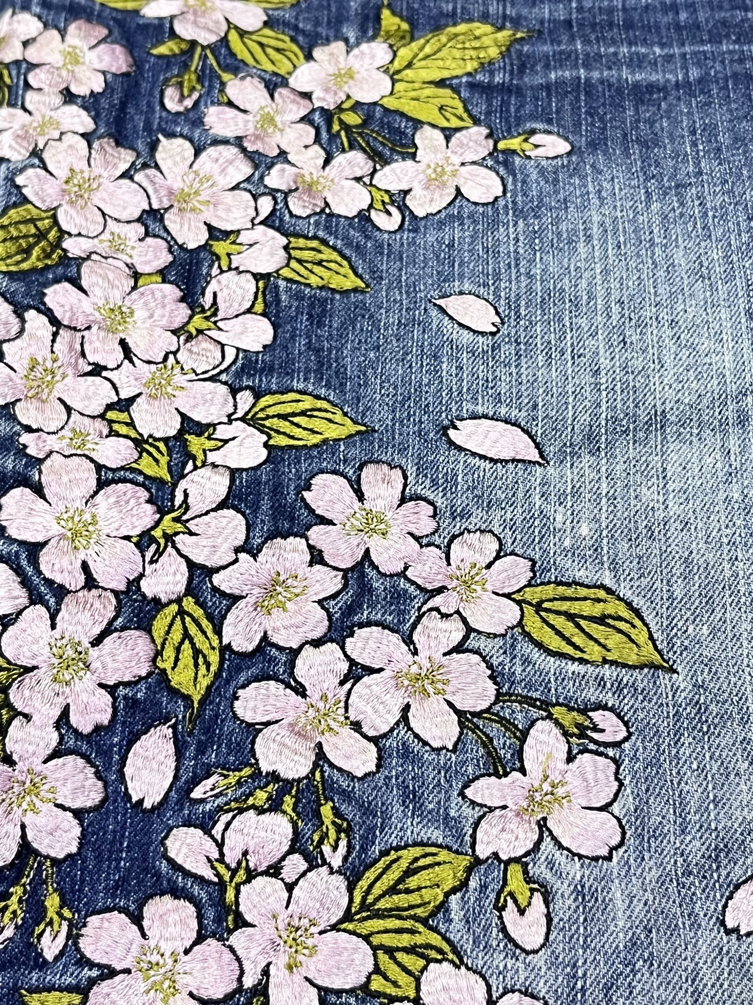 Addict Clothes Japan GEISHA & SAKURA Big Embroidery Baggy Fit Karakuri Denim Jpn Size US 35 - 3 Thumbnail