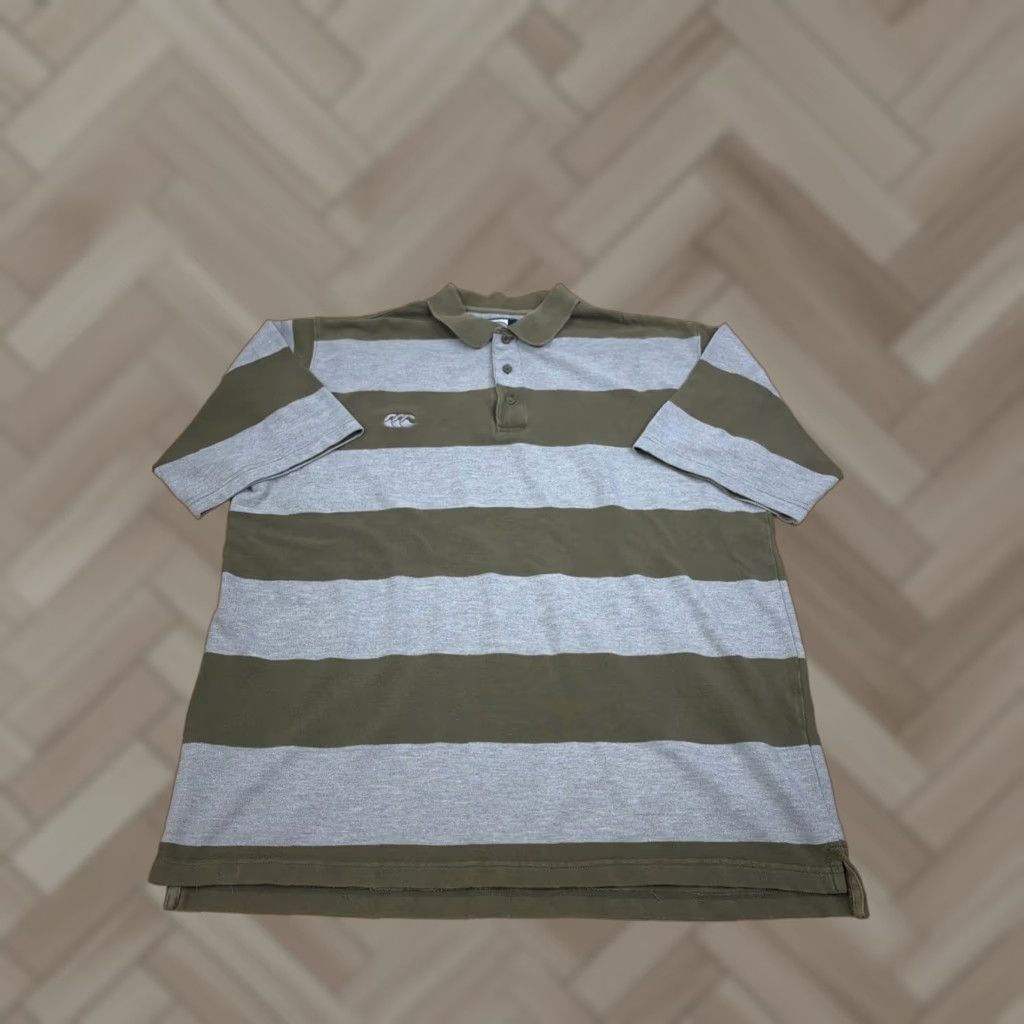 Vintage Canterbury Polo Shirt Mens XL Striped Short Sleeve Green Gray Polo Shirt Casual Activewear Rugby 90s? Size US XL / EU 56 / 4 - 1 Thumbnail