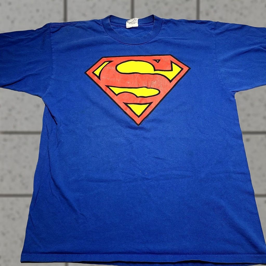 Gildan VINTAGE Superman Logo T-Shirt XL Gildan Heavyweight Movie Promo DC Comics Shirt Mens Short Sleeve Crew Neck Solid Blue 90s Size US XL / EU 56 / 4 - 1 Thumbnail