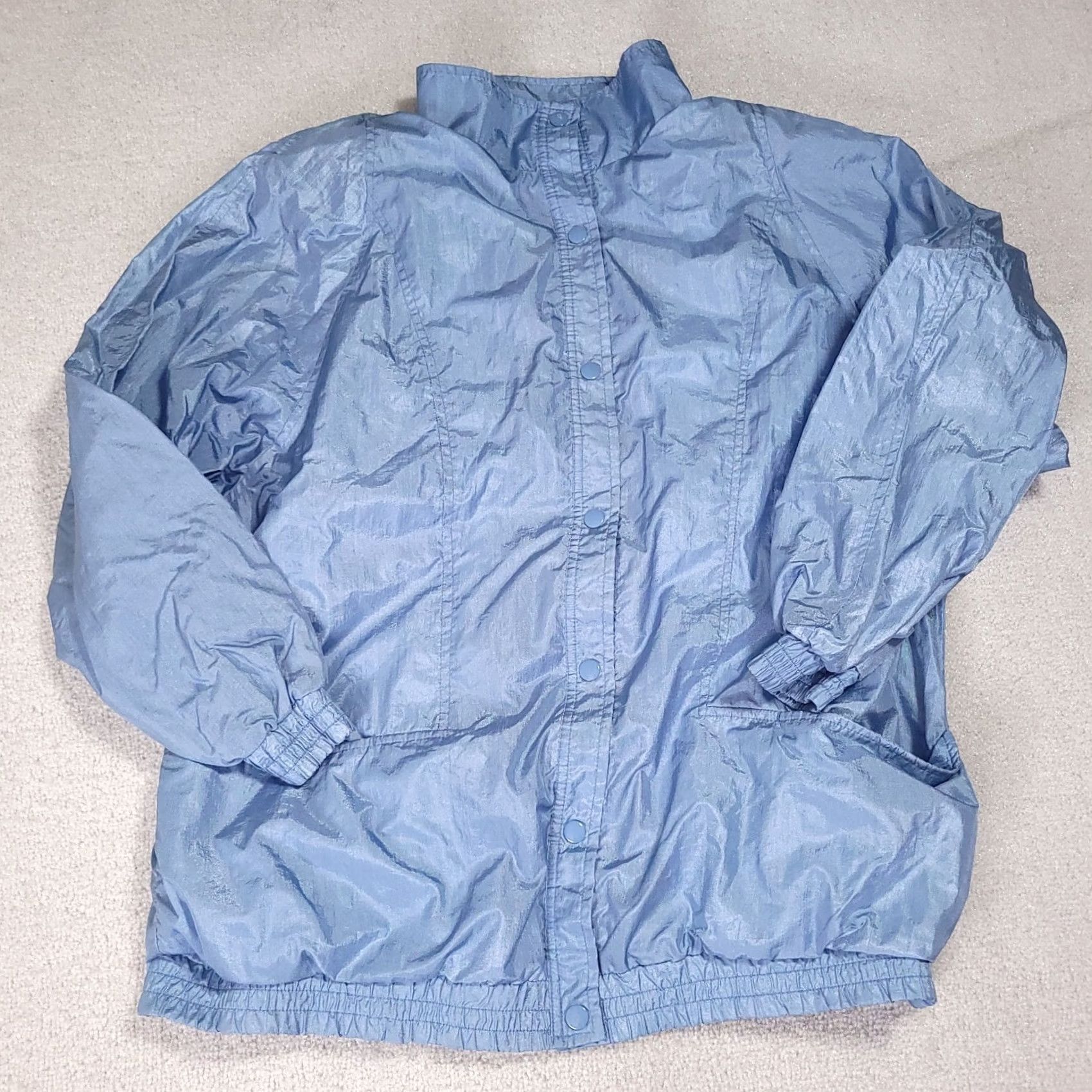 Tudor VINTAGE Tudor Court by Haband Lined Windbreaker Jacket Women XL Light Blue 80s Fall Winter Spring Casual Travel Windbreaker Size XL / US 12-14 / IT 48-50 - 2 Thumbnail