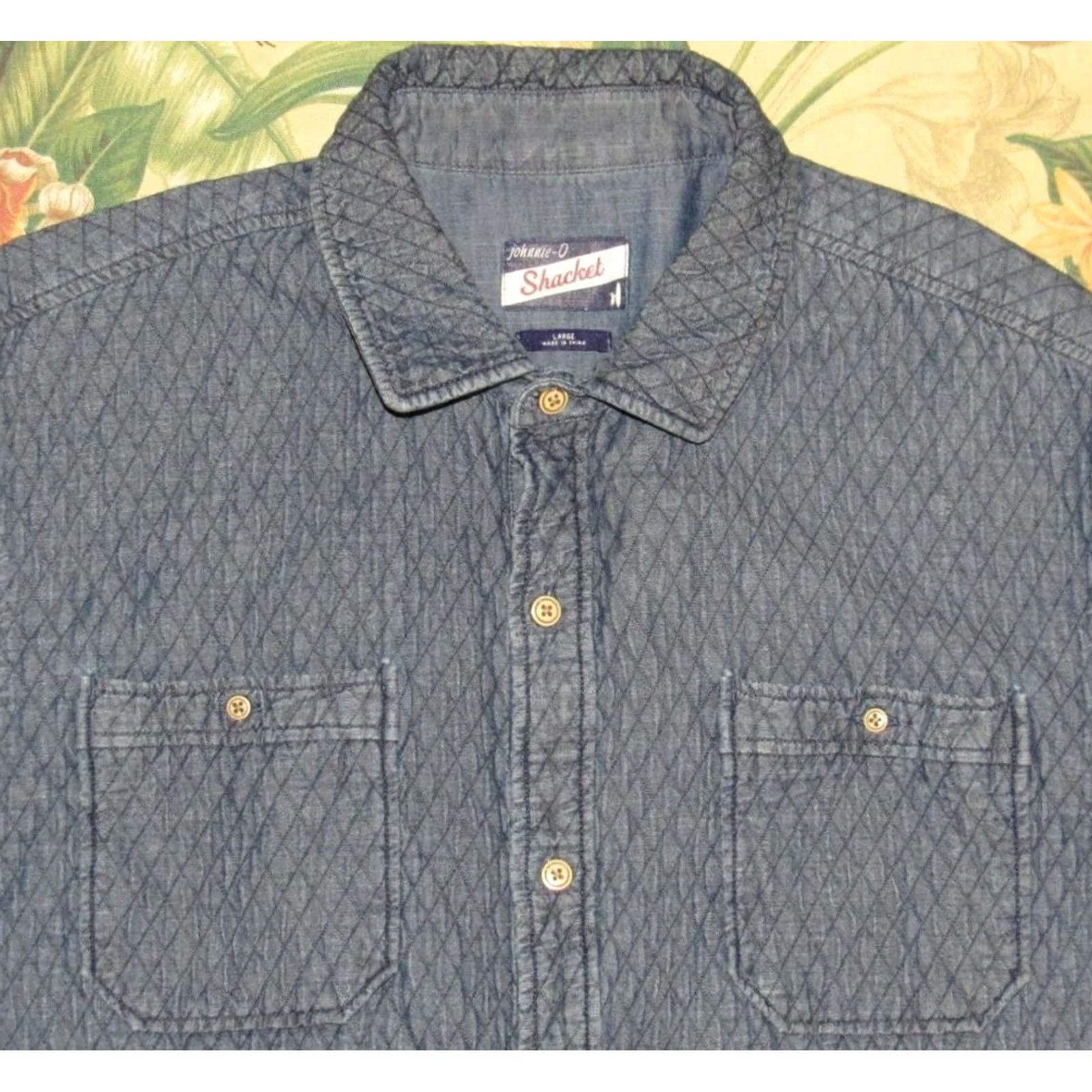 johnnie-O JOHNNIE O Indigo Blue Cotton Quilted Shacket Shirt Jacket L Mens XS? Size US L / EU 52-54 / 3 - 2 Thumbnail