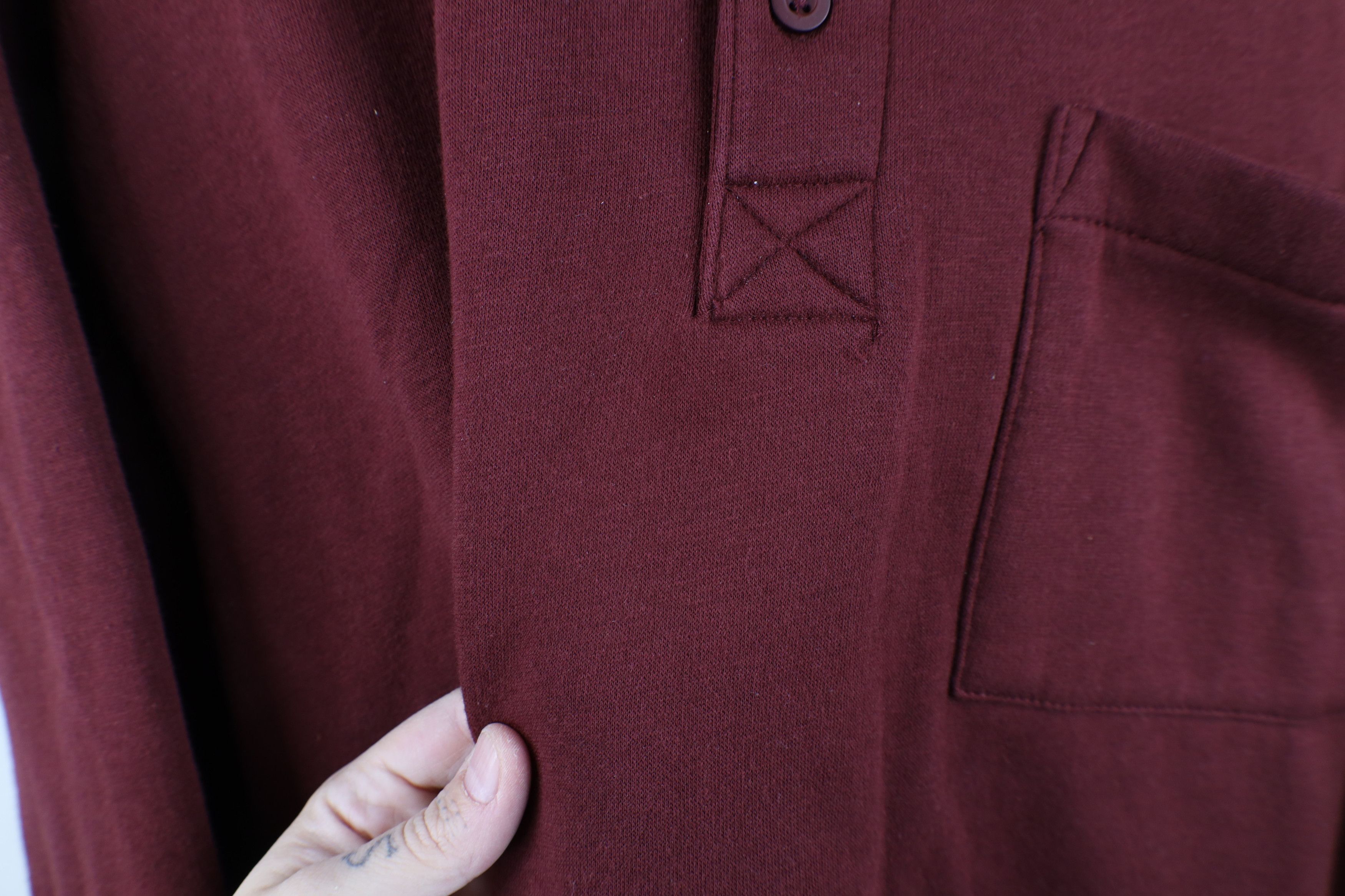 Vintage Vintage 90s Streetwear Pullover Collared Sweatshirt Burgundy Size US L / EU 52-54 / 3 - 6 Thumbnail