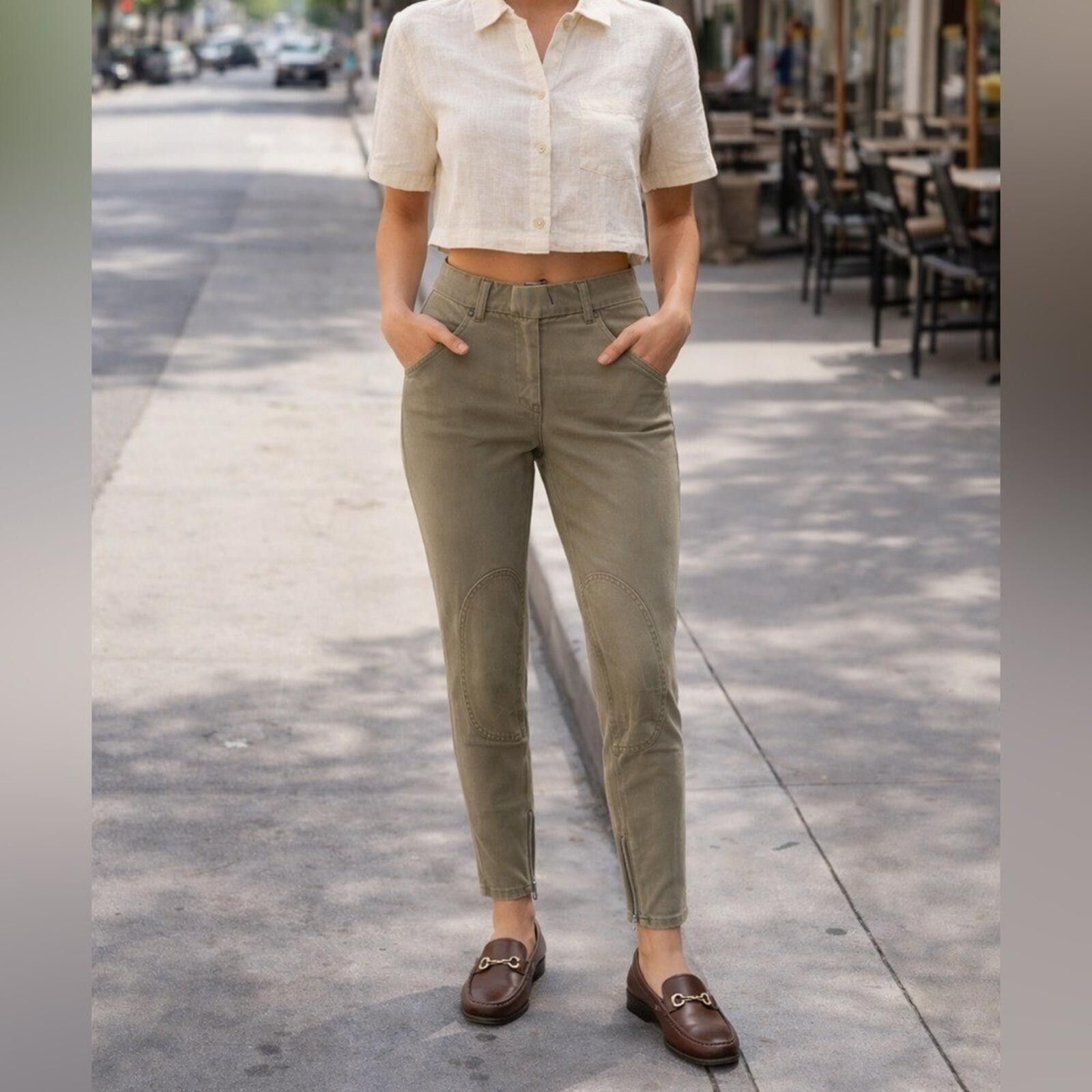 Vince Vince Olive Green Skinny Pants 2 Khaki Equestrian Zip Ankle Size 26" / US 2 / IT 38 - 1 Thumbnail