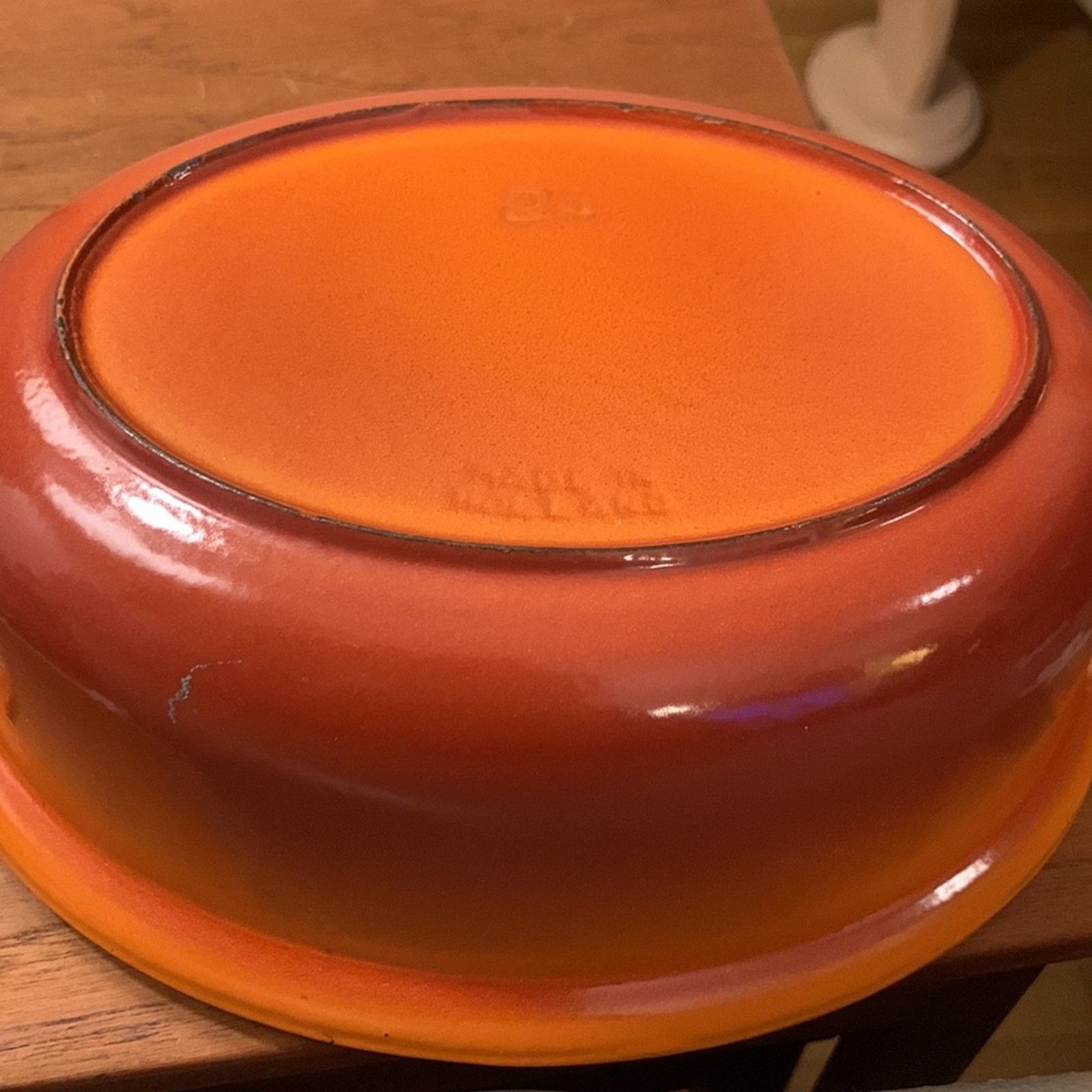 Vintage Dru Holland rare orange enameled cast iron covered casserole Size ONE SIZE - 6 Thumbnail