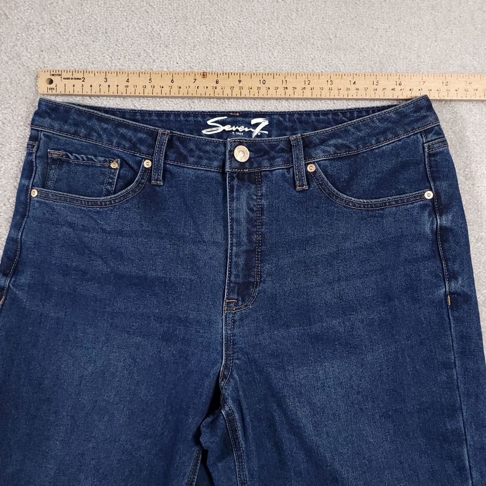 7 For All Mankind VINTAGE Seven 7 Jeans Women's 12 Denim Slim Straight Jean Stretch Mid-Rise Size 34" / US 12 / IT 48 - 4 Thumbnail