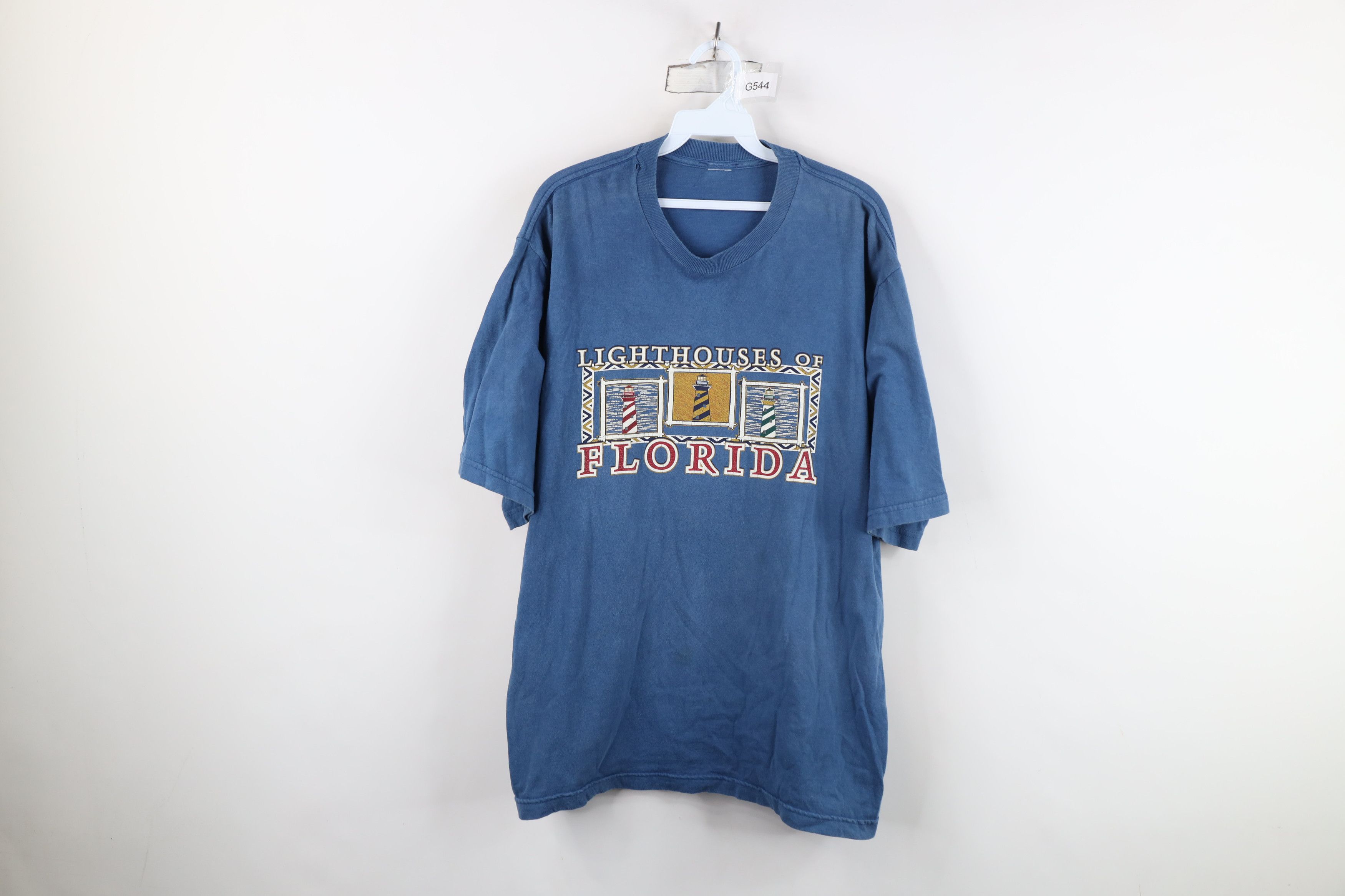 Vintage Vintage 90s Lighthouses of Florida Short Sleeve T-Shirt Blue Size US XL / EU 56 / 4 - 1 Thumbnail