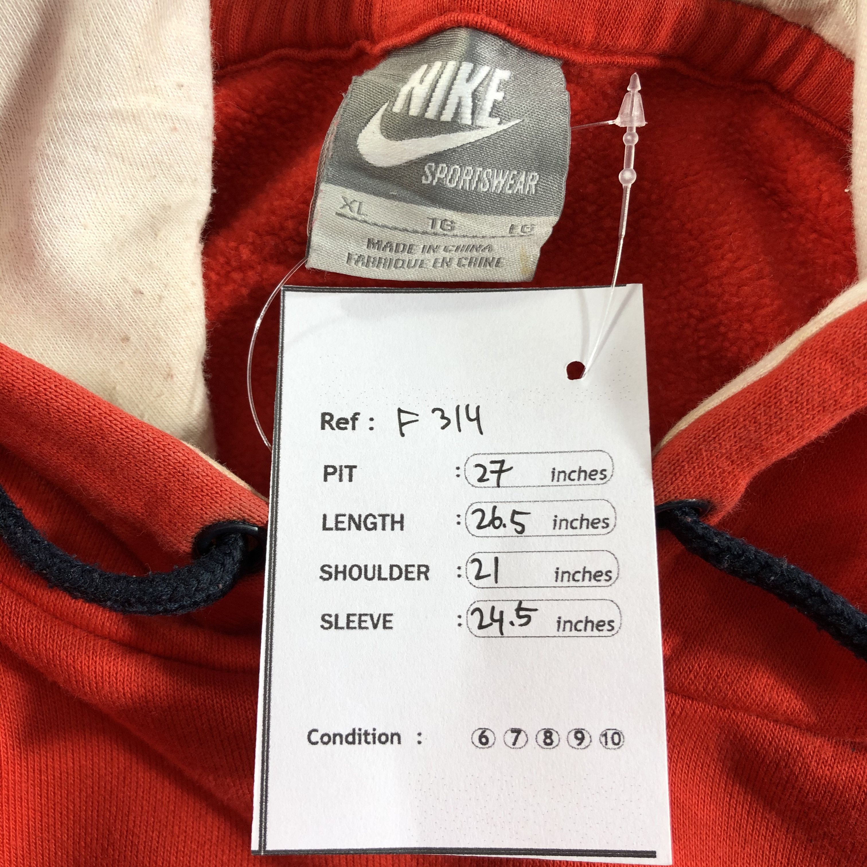 Nike Vintage Nike Red Hoodie Sweater F314 Size US XL / EU 56 / 4 - 10 Thumbnail