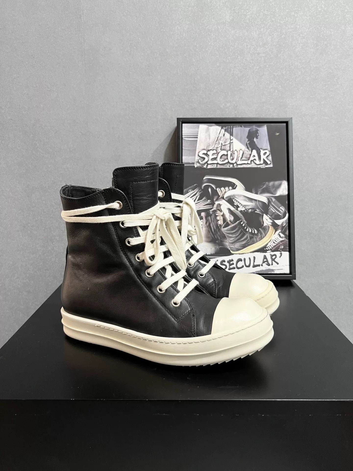 Rick Owens Rick Owens Leather High-Top Sneakers Size US 5 / IT 35 - 1 Thumbnail