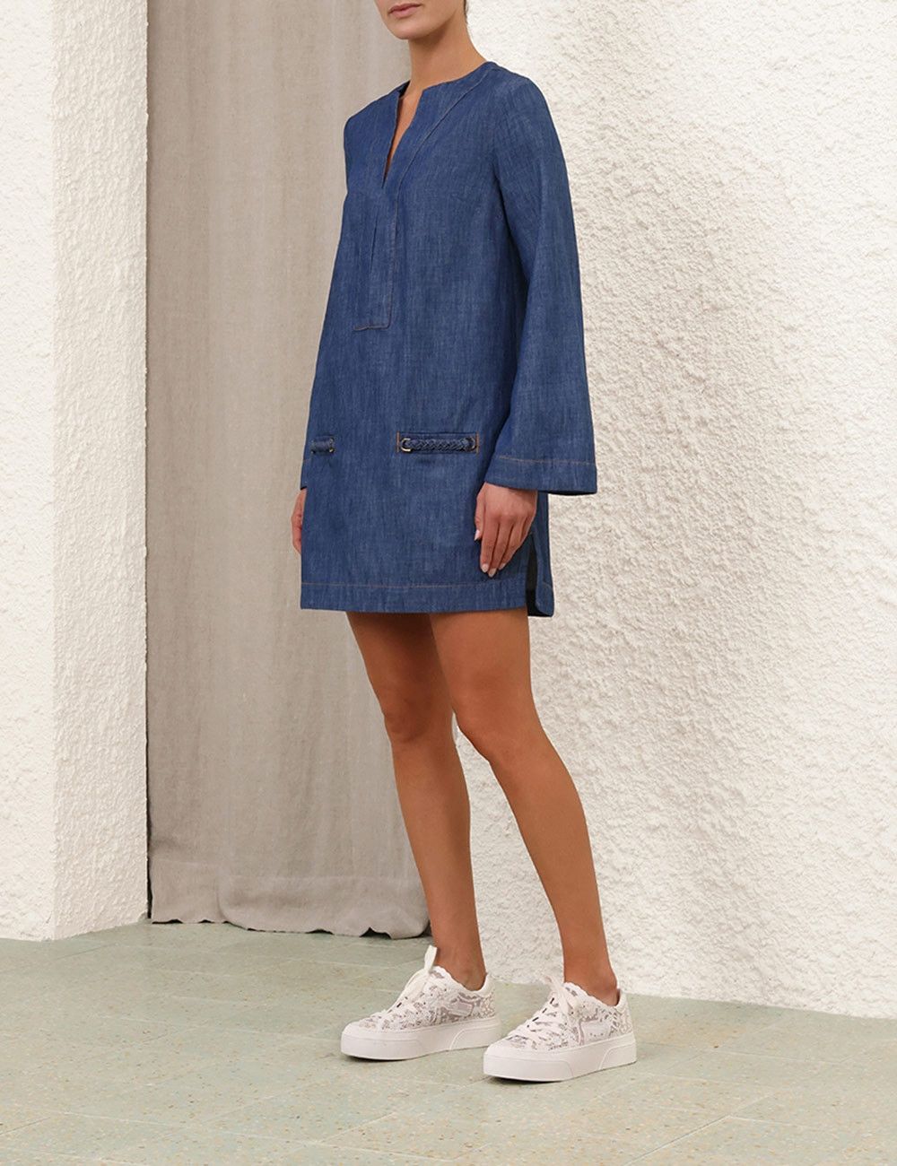 Zimmermann oc11z1025 Wylie Denim Tunic Dress in Blue Size M / US 6-8 / IT 42-44 - 6 Thumbnail