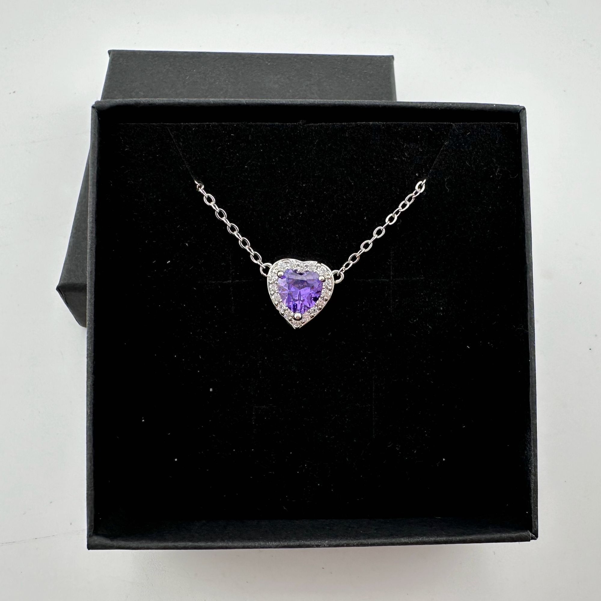 Other Amethyst and White Topaz Heart Shaped Halo Necklace Size ONE SIZE - 11 Thumbnail