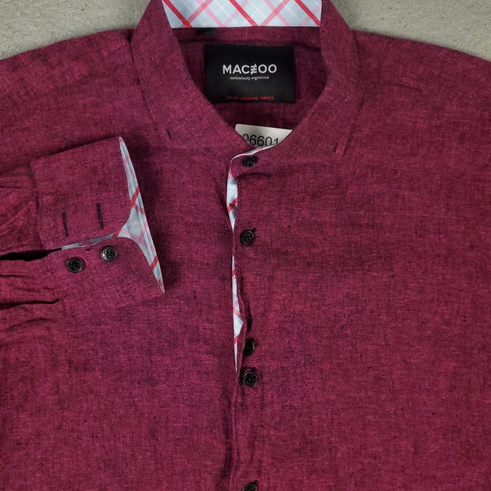 Maceoo Maceoo Shirt Mens 2XL Burgundy Button-Up Long Sleeve Collared Cotton Casual Business Formal Travel Workwear Modern Preppy Size US XXL / EU 58 / 5 - 2 Thumbnail