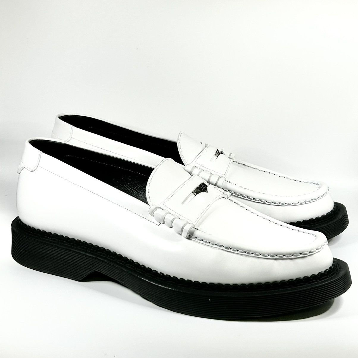 New Saint Laurent Teddy 10 White Penny Loafer Size 42EU/9US