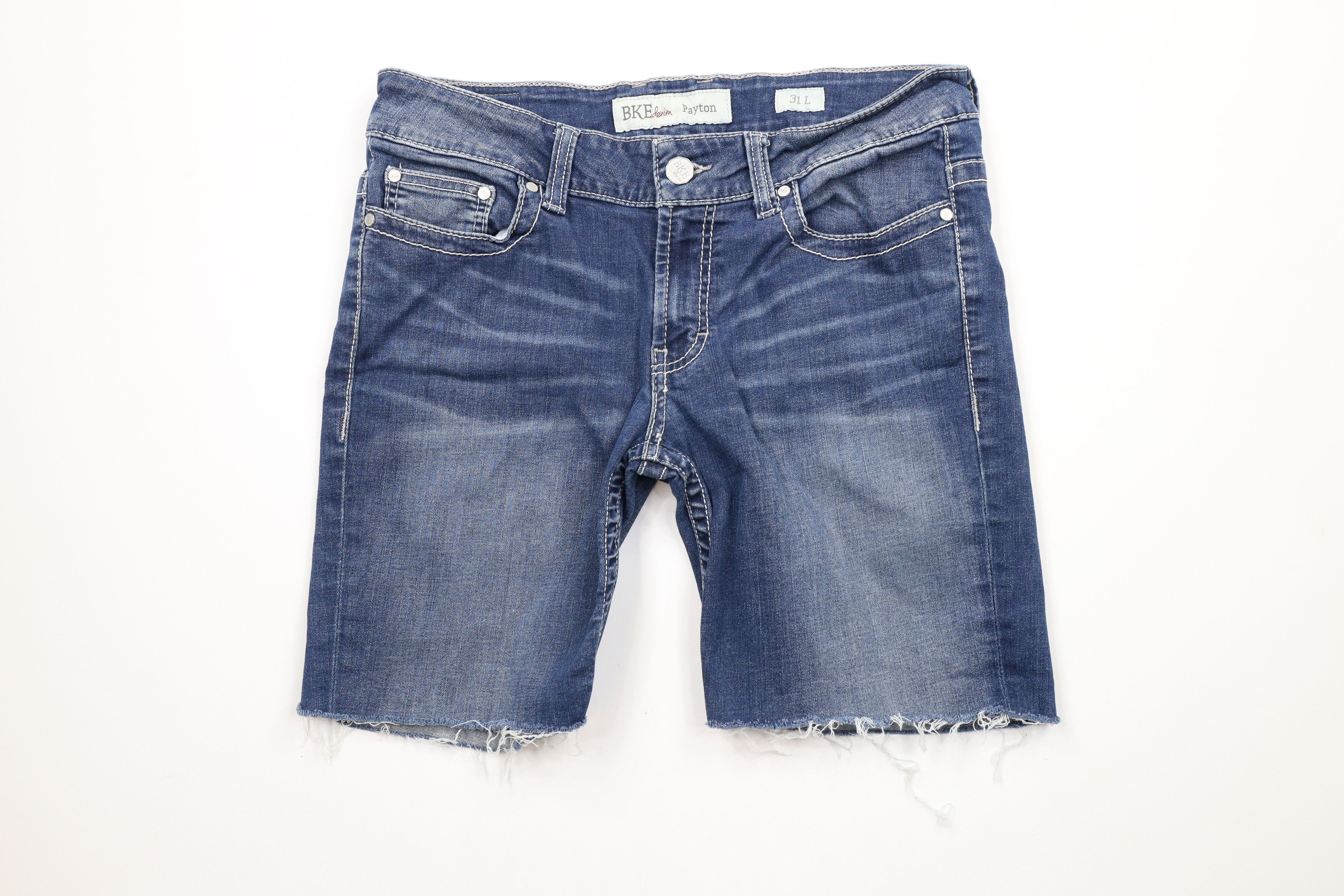 Vintage Buckle BKE Thick Stitch Cut Off Denim Jean Shorts Jorts Blue Size 31" - 1 Thumbnail