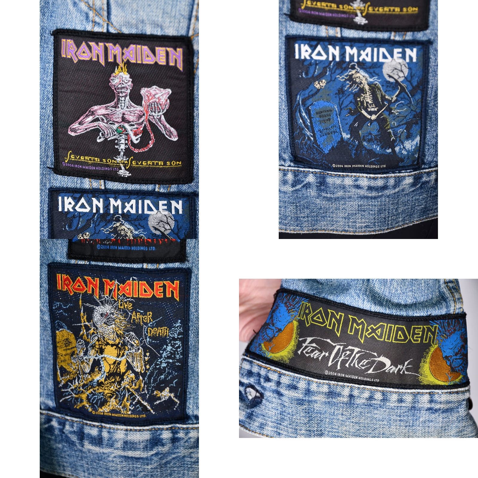 Vintage VINTAGE Iron Maiden JACKET Denim Jacket Men M Blue 2004 Patches Very Good Band Shirt Mens Size US 31 - 8 Thumbnail
