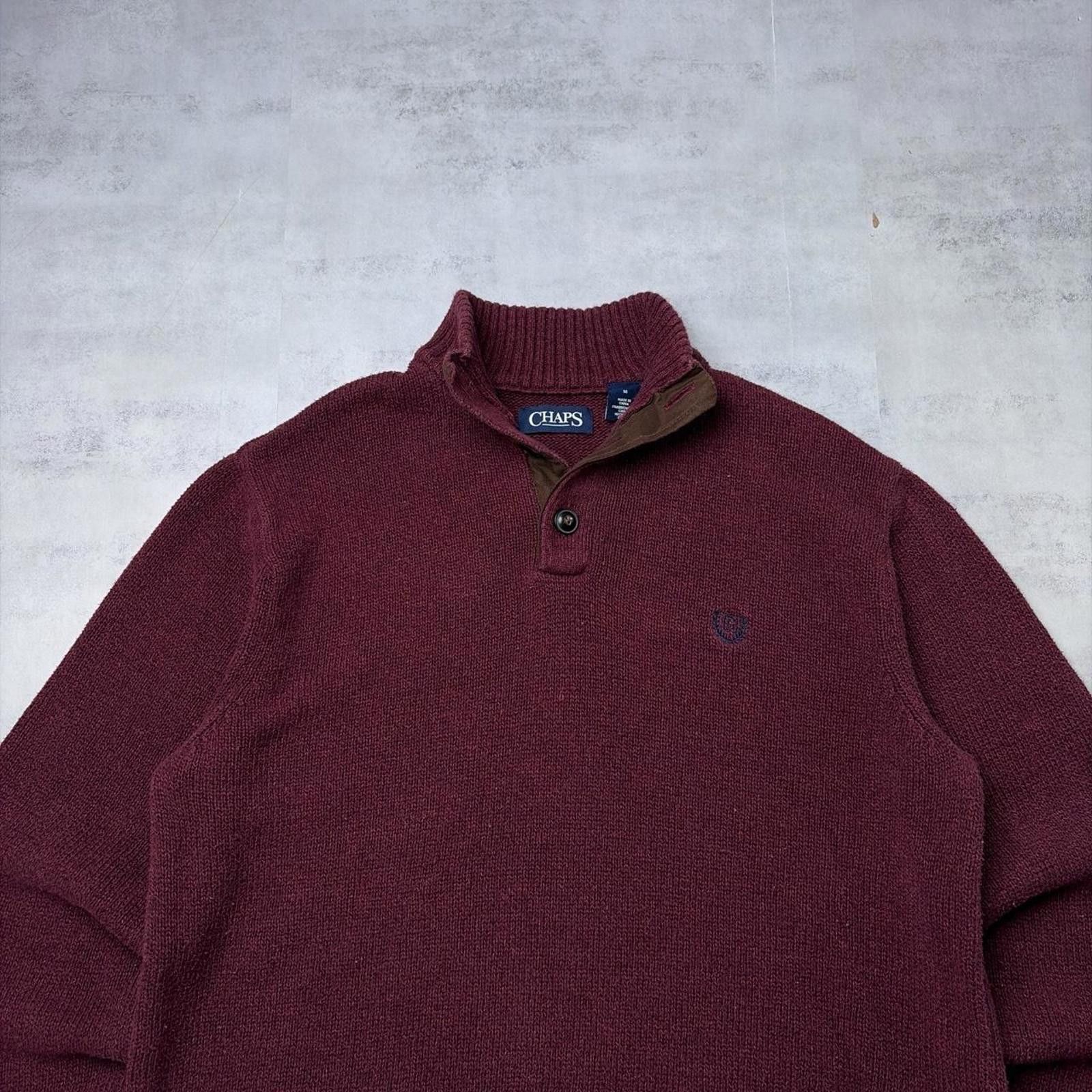 Chaps Y2K Chaps Ralph Lauren Knit Leather Patch Button Up Sweater Size US M / EU 48-50 / 2 - 4 Thumbnail