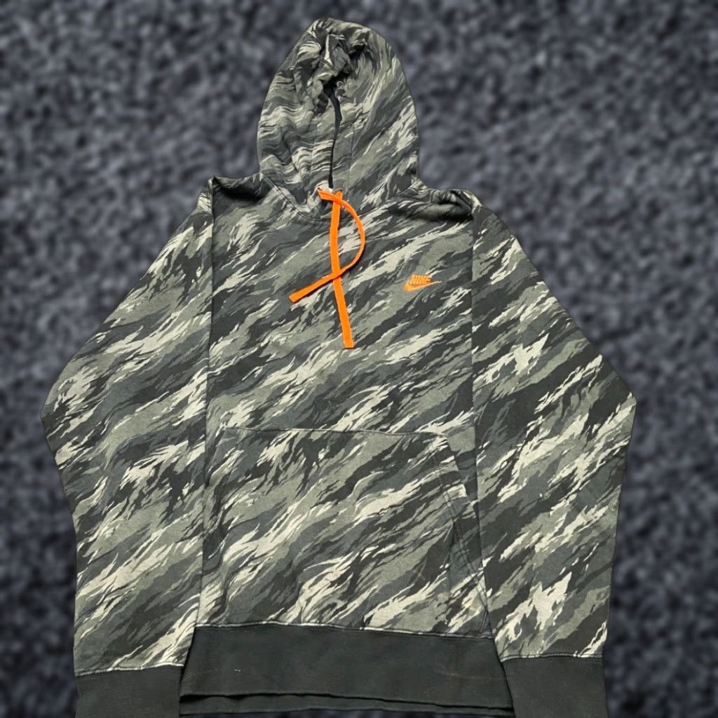 Nike Nike Hoodie Mens XL Black Gray Camo Logo Fleece Lined Kangaroo Pockets Winter Size US XL / EU 56 / 4 - 1 Thumbnail