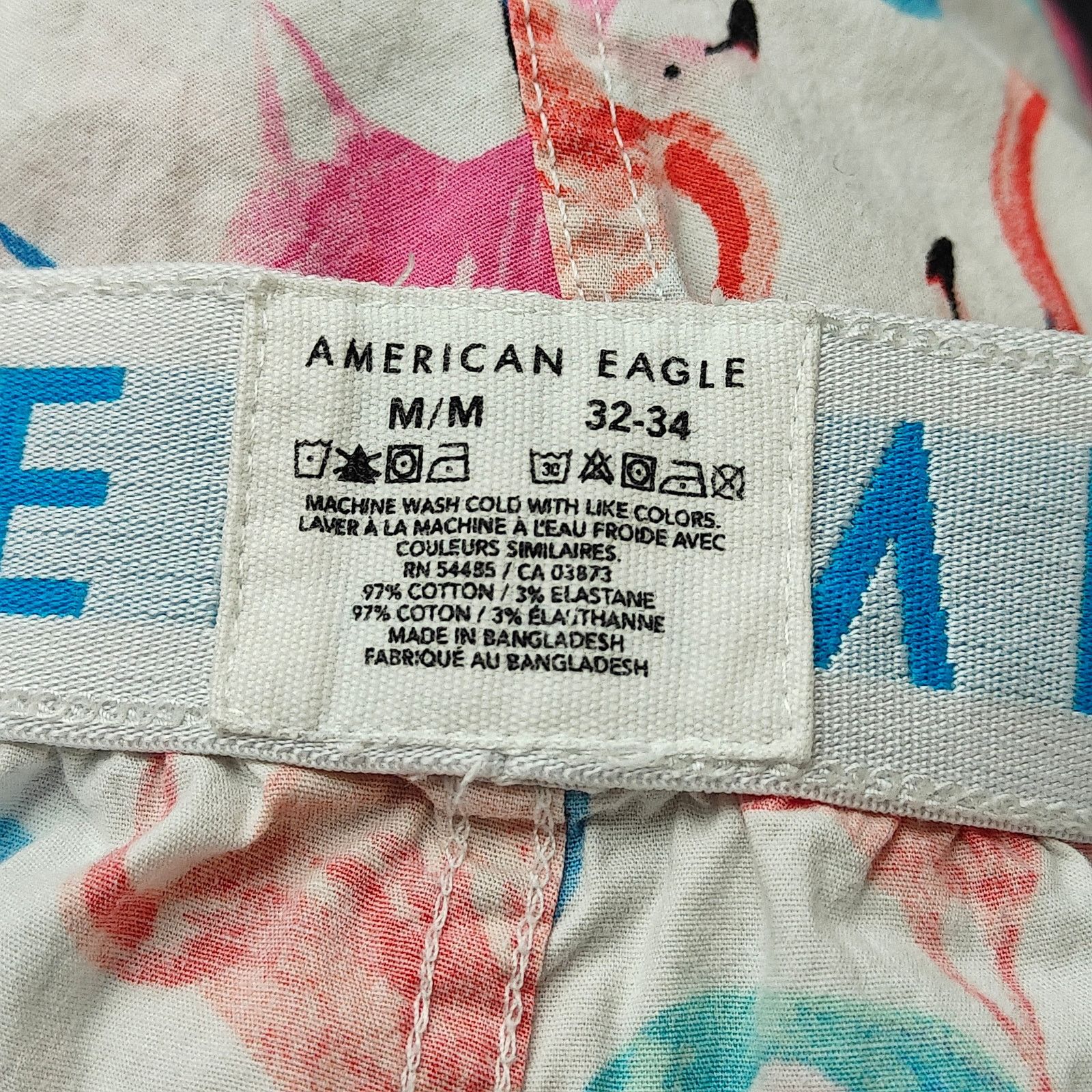American Eagle Outfitters American Eagle White Flamingos Stretch Boxer Short Medium Size 32 - 3 Thumbnail