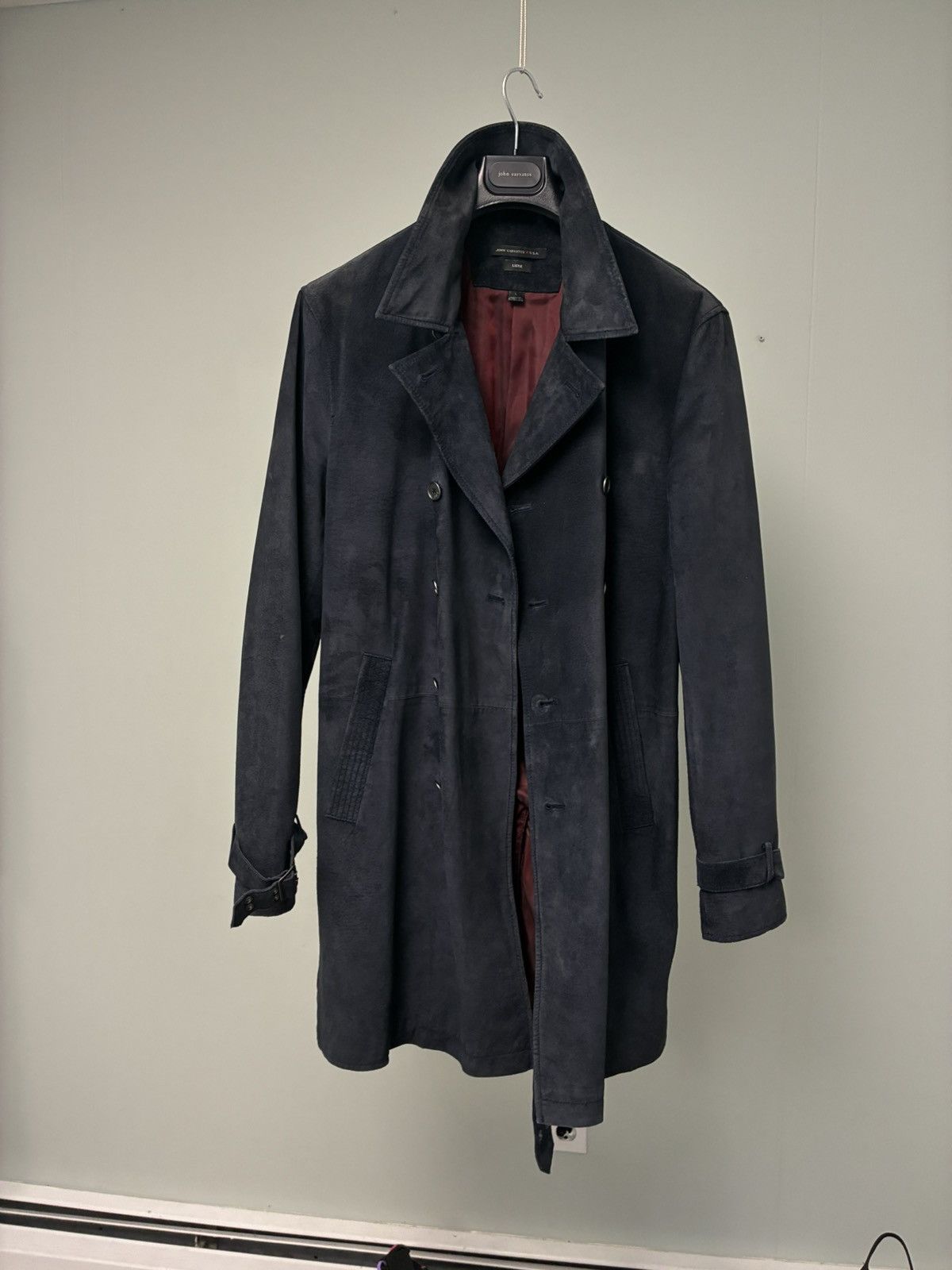 John Varvatos Suede Trench Coat With Belt size Large Size US L / EU 52-54 / 3 - 10 Thumbnail
