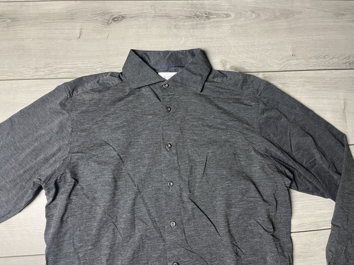 Eton Eton Slim Fit Four Way Stretch Shirt Dark Grey Size US XL / EU 56 / 4 - 3 Thumbnail