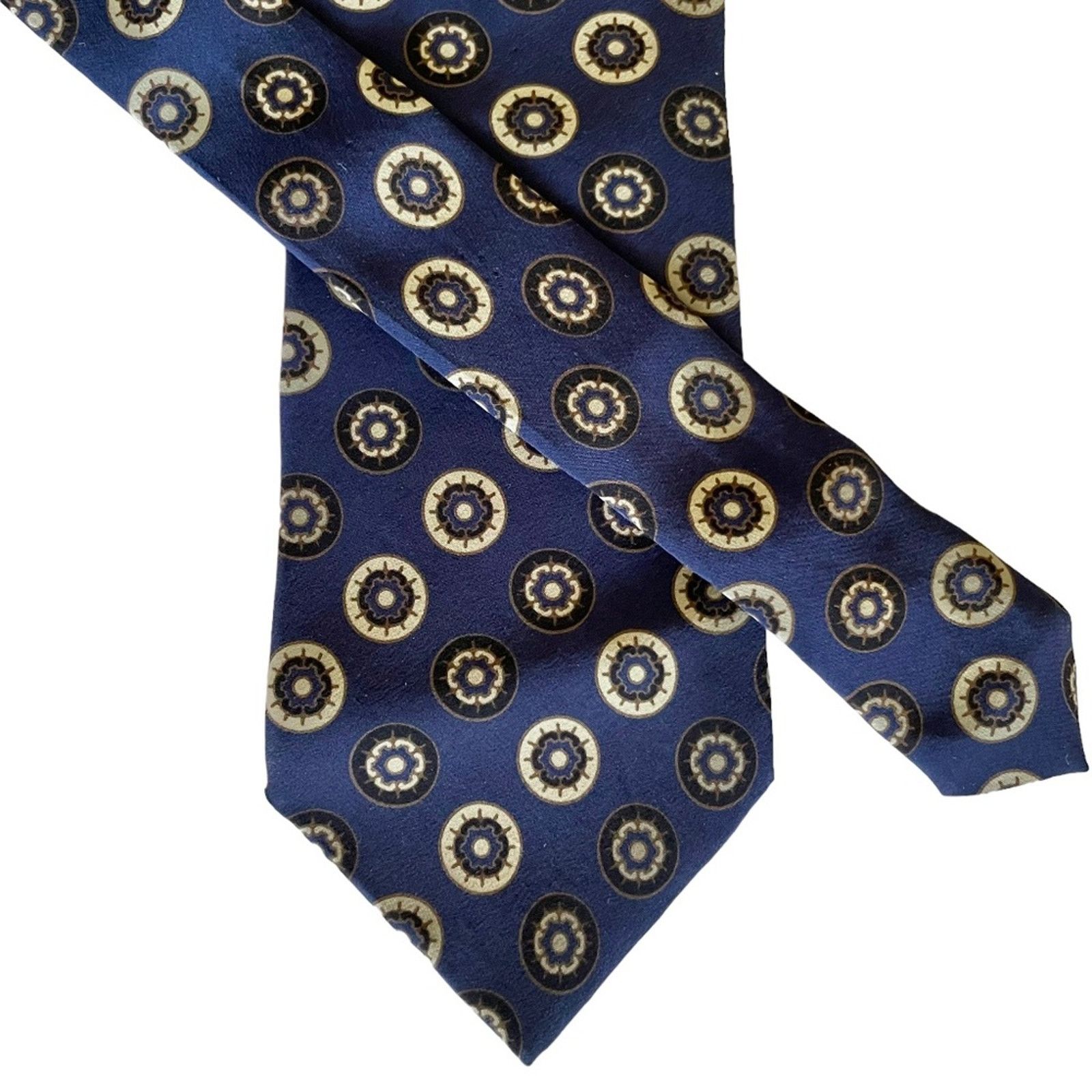 Lanvin × Vintage Vintage Lanvin Navy Blue Foulard Silk Tie - Made in Italy Size ONE SIZE - 3 Thumbnail