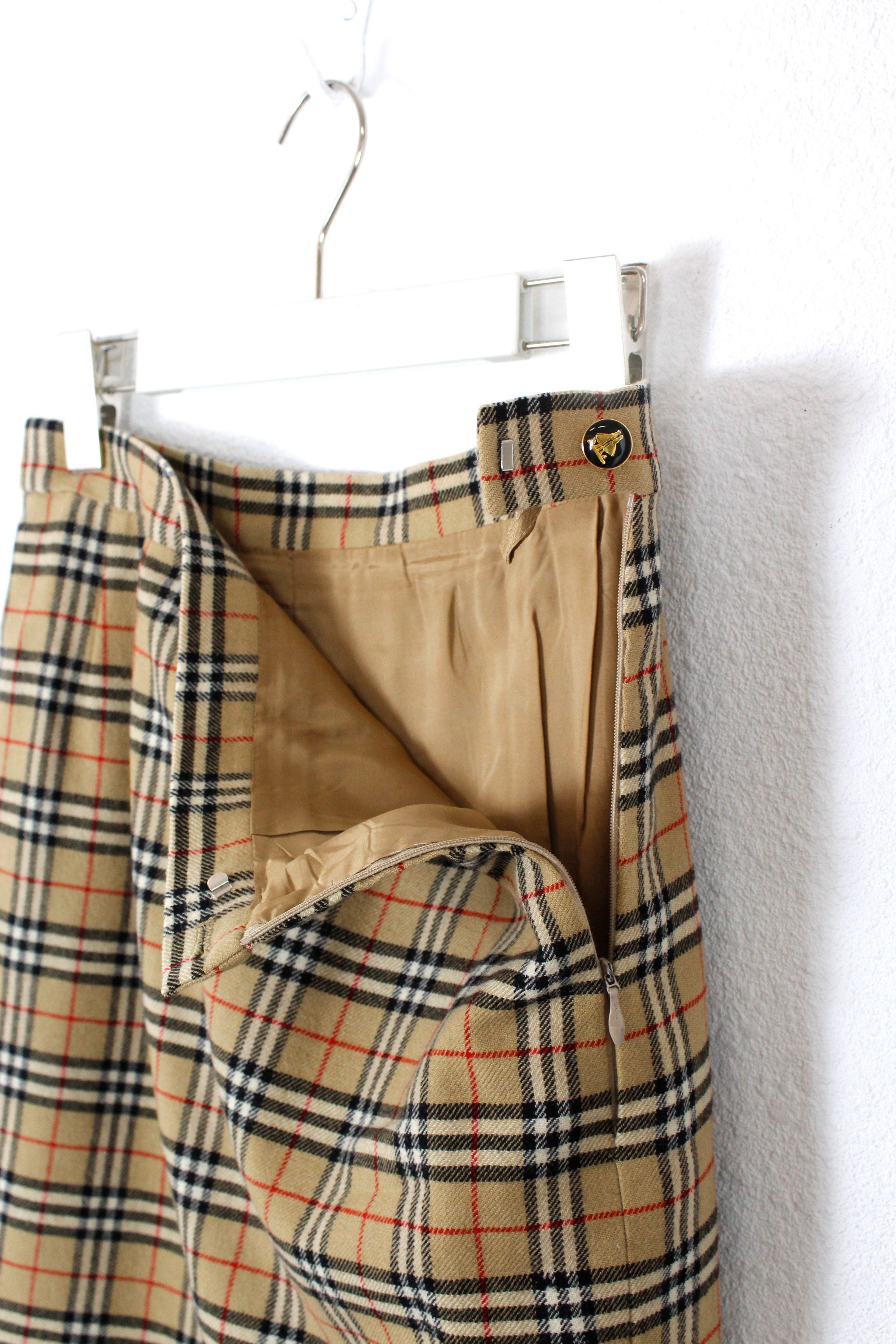 Burberry × Burberry Prorsum Vintage Burberry Beige Check Wool Skirt 90s Size 28" / US 6 / IT 42 - 3 Thumbnail