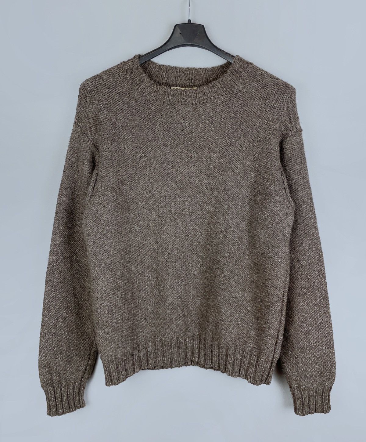 image of Imogene Willie Imogene And Willie Fisherman Crew Wool Knit Sweater Size L in Brown, Men's