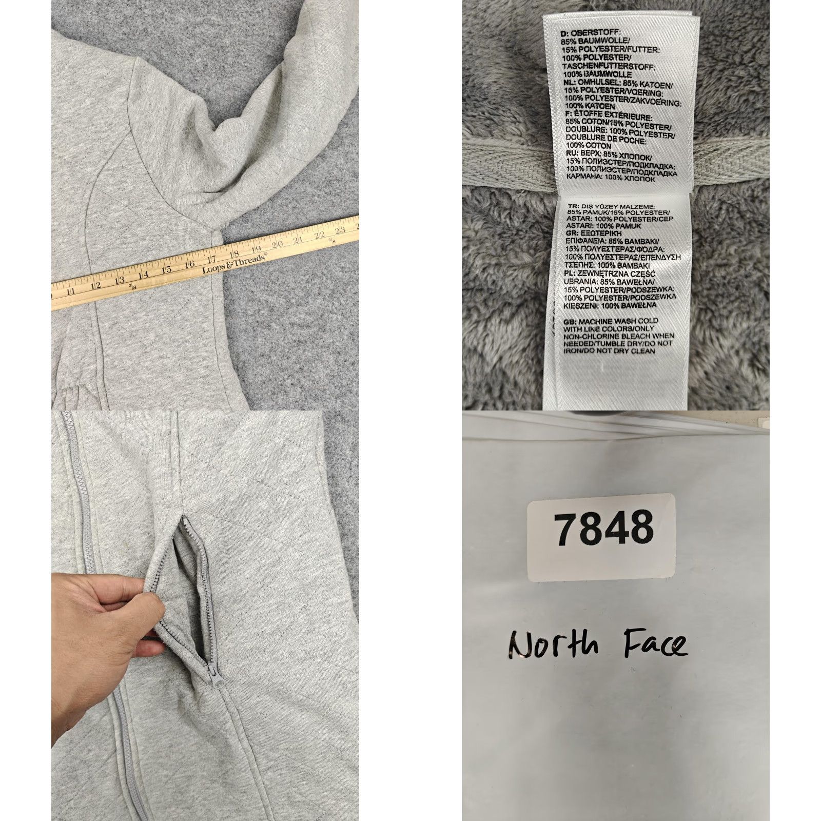 The North Face The North Face Coat Womens Medium Gray Quilted Fleece Lined Full Zip Collar Size M / US 6-8 / IT 42-44 - 8 Thumbnail
