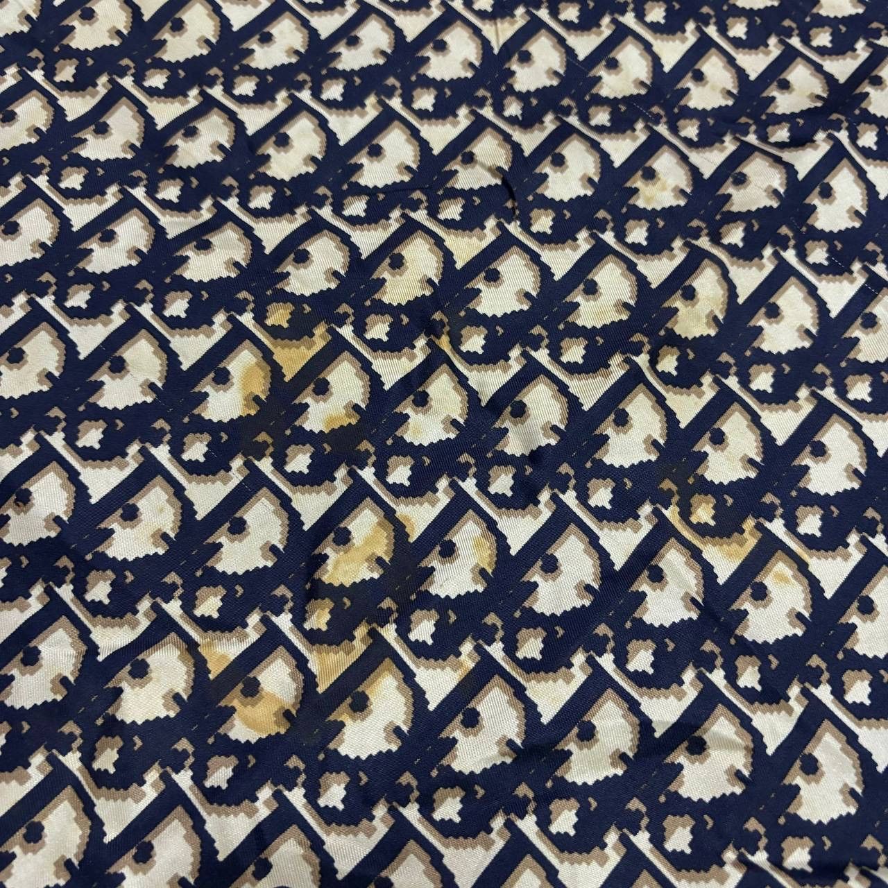 Christian Dior Monsieur Vtg Christian Dior Trotter Monogram Silk Scarf Navy Blue Size ONE SIZE - 7 Thumbnail