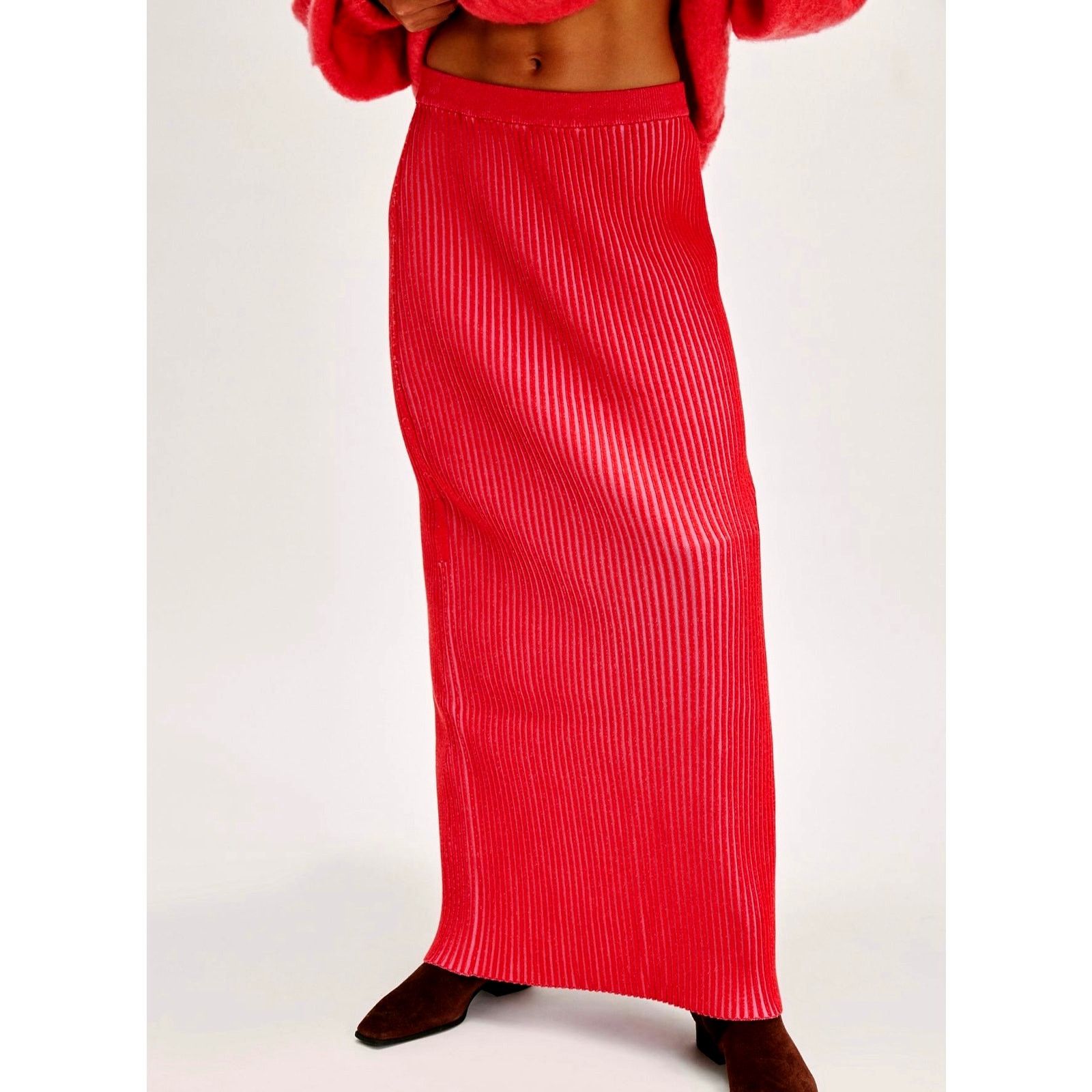Free People Free People Clara Hi Rise Knit Maxi Skirt Brown Combo size S Size 27" / US 4 / IT 40 - 6 Thumbnail