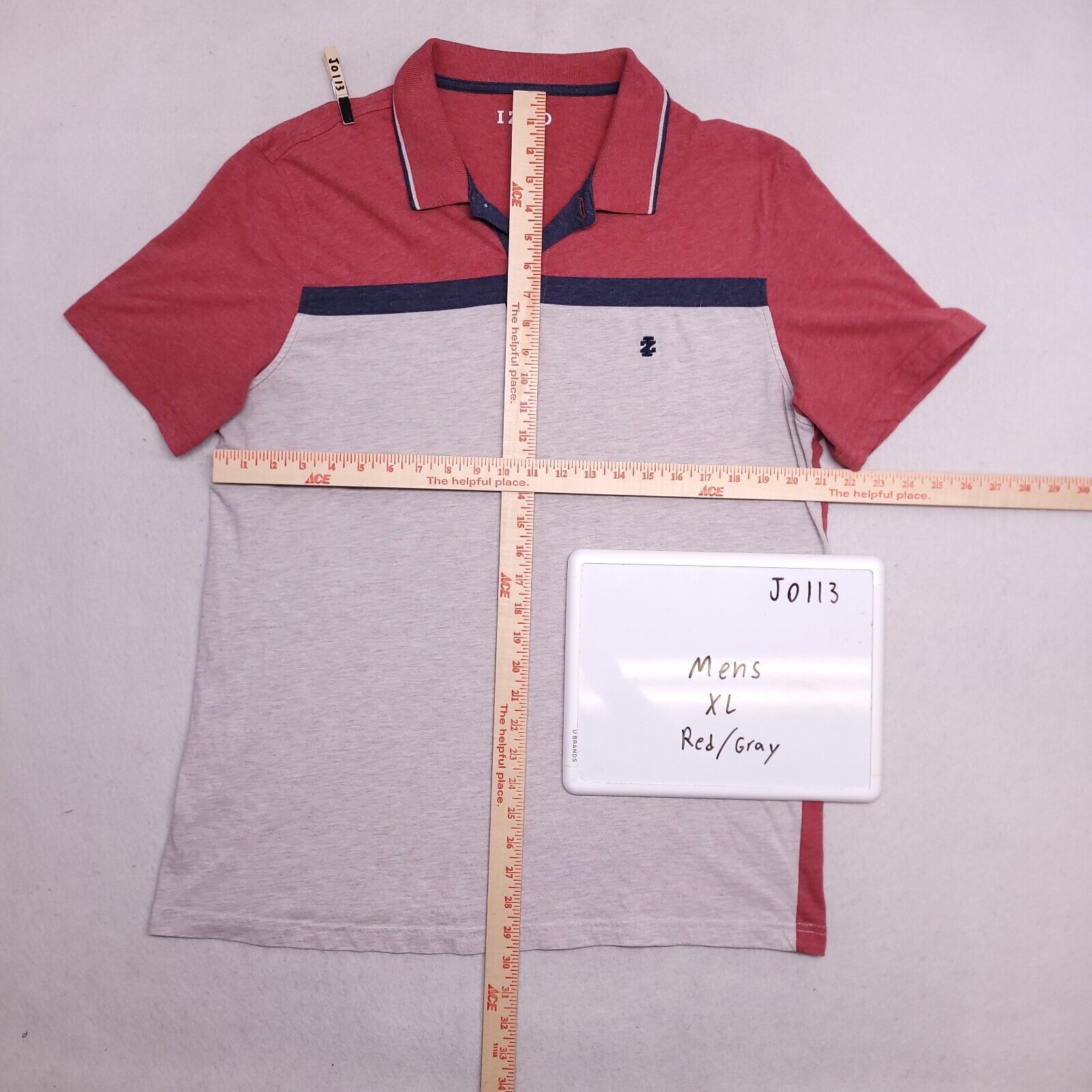 Izod IZOD Pullover Short Sleeve Polo Shirt Mens Size XL Red Gray Size US XL / EU 56 / 4 - 5 Thumbnail