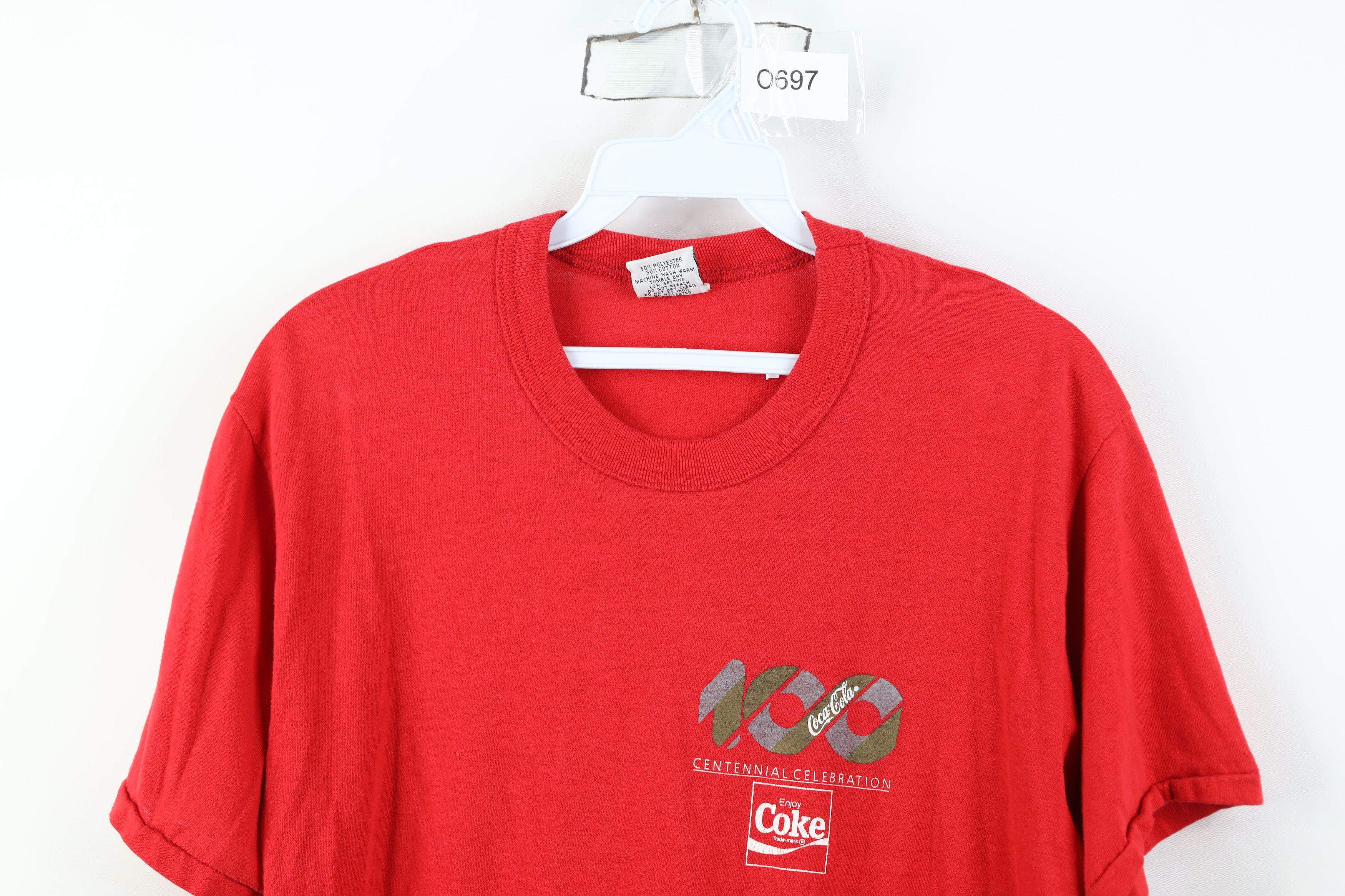 Vintage Vintage 80s Coca Cola 100 Year Anniversary T-Shirt Red USA Size L / US 10 / IT 46 - 2 Thumbnail