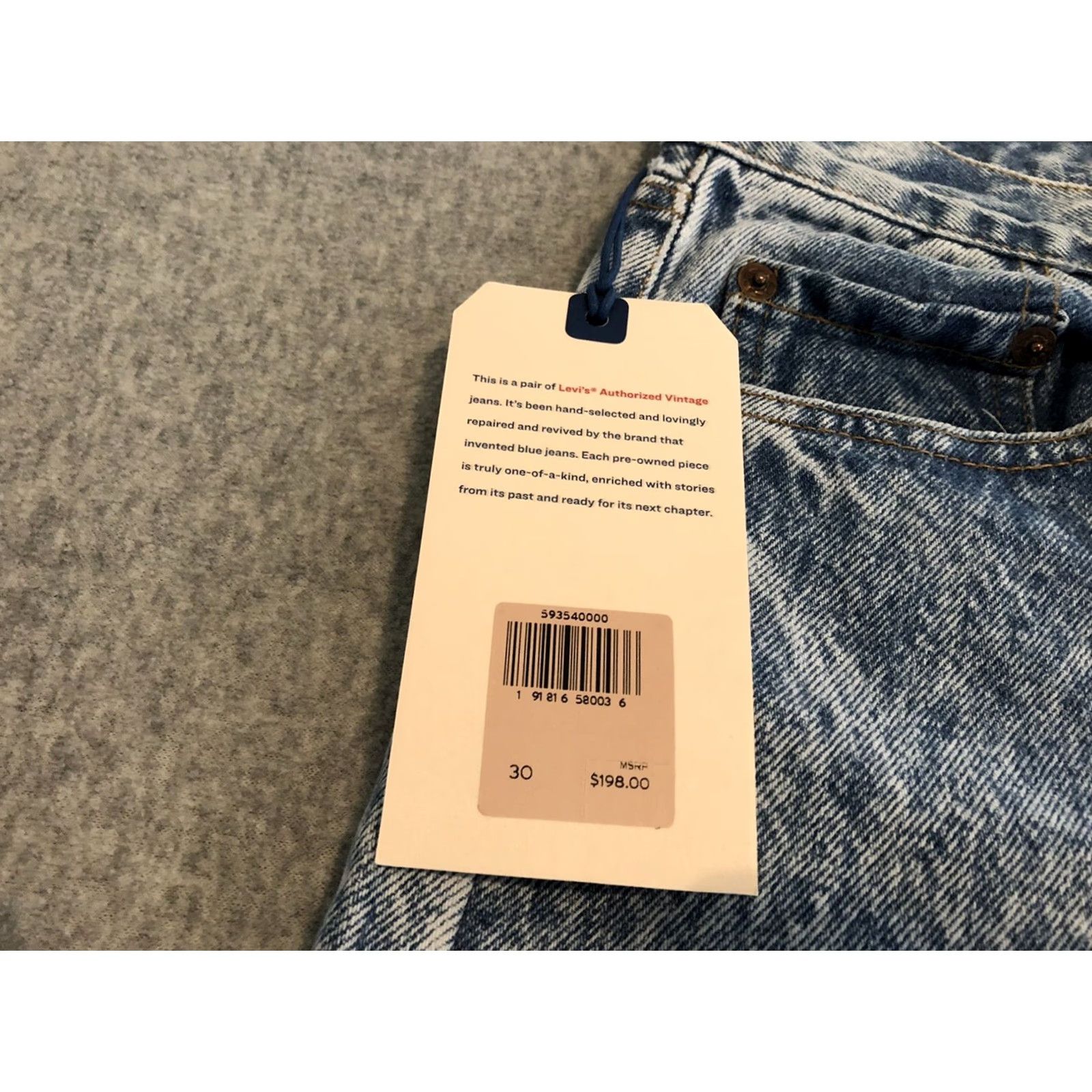 Levi's VINTAGE Levi's 501XX Authorized Jeans Made in USA LVC Mens 28x31 NWT Blue Denim Cotton Straight 501 XX USA Mens Size US 28 / EU 44 - 3 Thumbnail