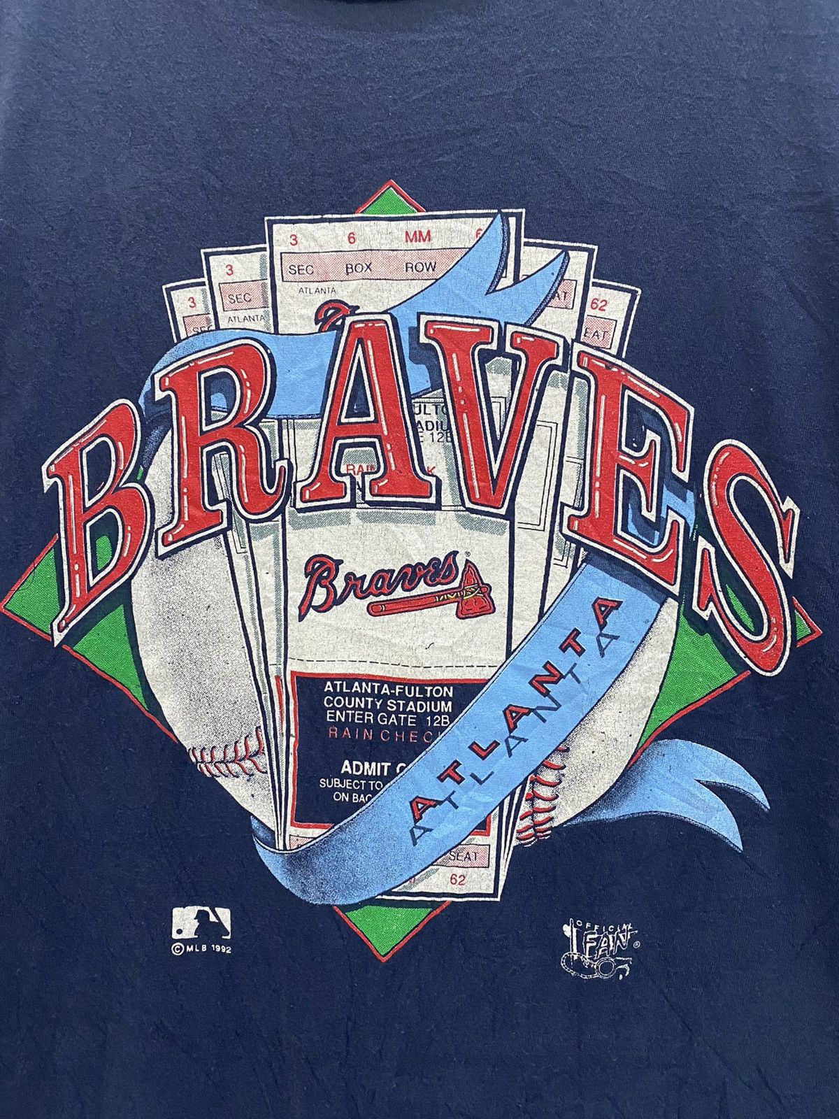 MLB VTG 90s Atlanta Braves Rap Tee 1992 MLB Champions Size US M / EU 48-50 / 2 - 2 Thumbnail