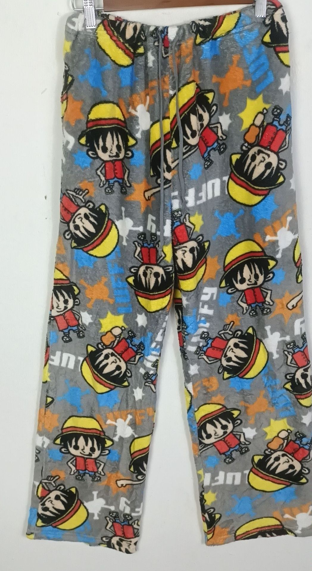 One Piece One Piece D Luffy Over Print Fleece Pants Size US 37 - 3 Thumbnail