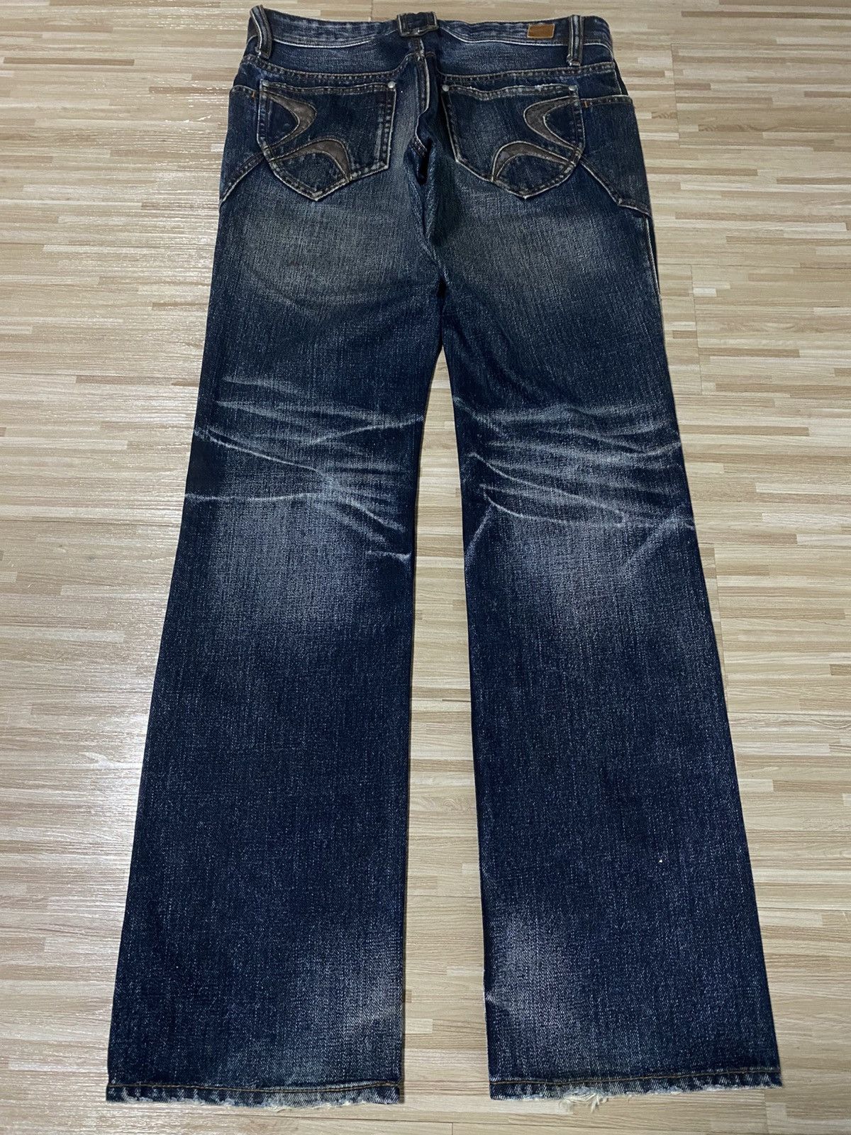 Japanese Brand 💥FLARE 90s BY N.C.F.M WASHED DISTRESS JEANS Size US 30 / EU 46 - 4 Thumbnail