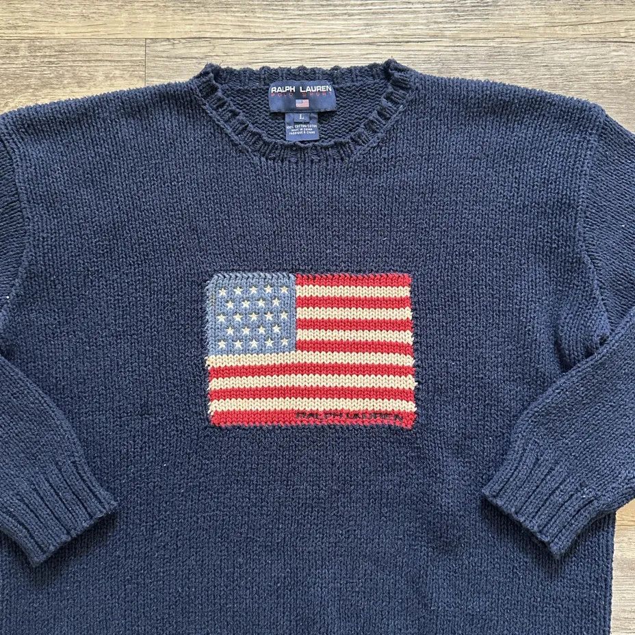 Polo Ralph Lauren Vintage Polo Sport Ralph Lauren American Flag Knit Sweater Size US L / EU 52-54 / 3 - 2 Thumbnail
