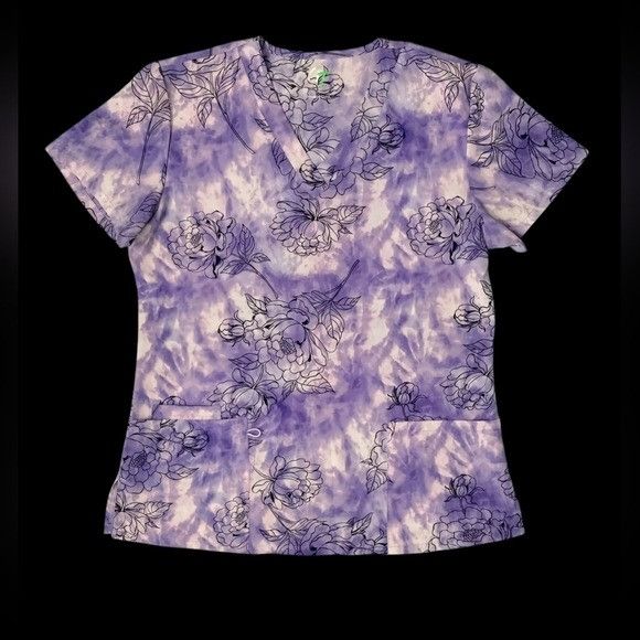 Other GT Performance Womens Medium Scrub Top Purple White Med Flor Size M / US 6-8 / IT 42-44 - 1 Thumbnail