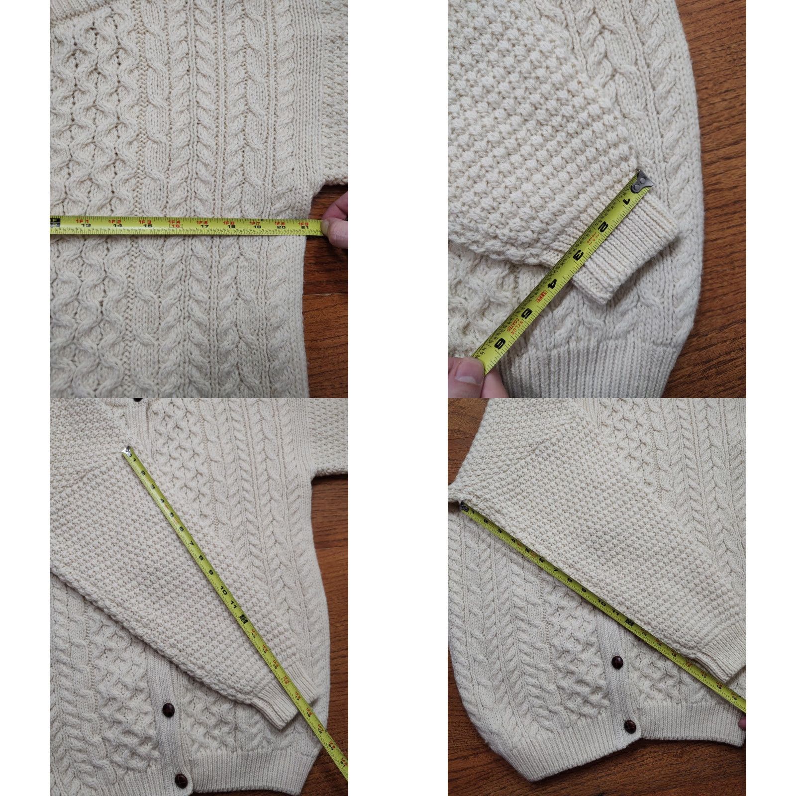 Highland 2000 VINTAGE Highland Cardigan Womens Wool Cable-Knit Sweater Crew Neck M Ivory 90s Nordic Outdoor Size M / US 6-8 / IT 42-44 - 8 Thumbnail