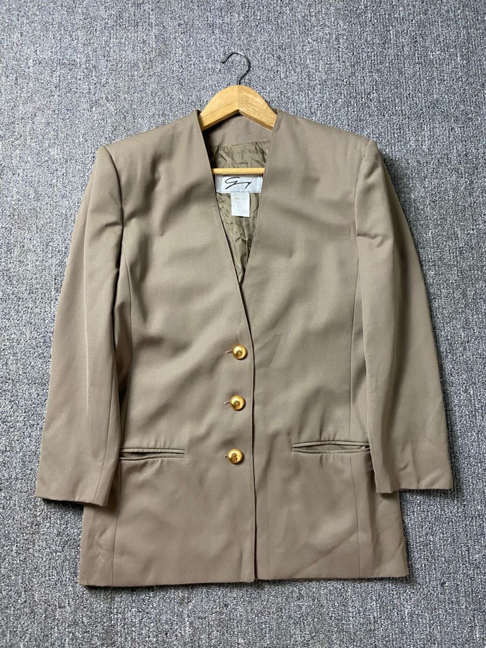 Japanese Brand Vintage GENY Collarless Blazer with Buttons (202) Size XS / US 0-2 / IT 36-38 - 1 Thumbnail