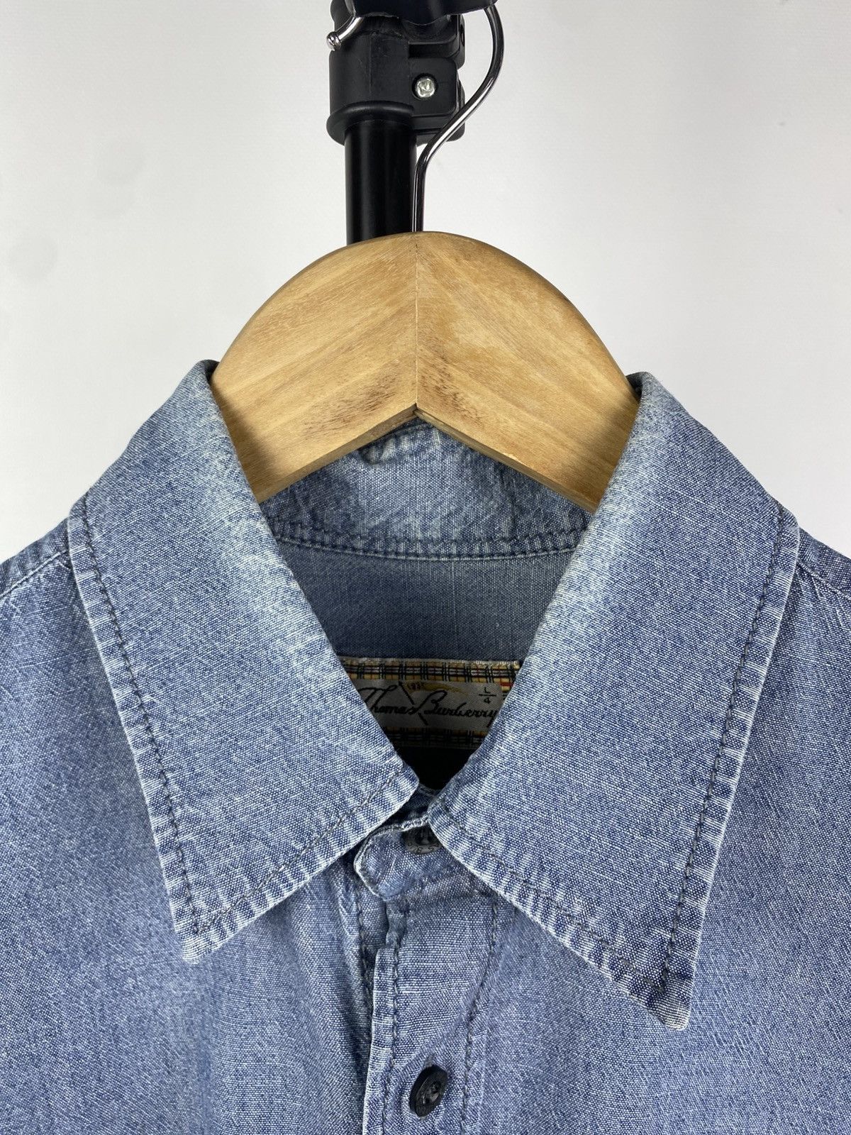 Burberry RARE Thomas Burberry Vintage Denim Shirt short sleeve 90s Size US L / EU 52-54 / 3 - 5 Thumbnail