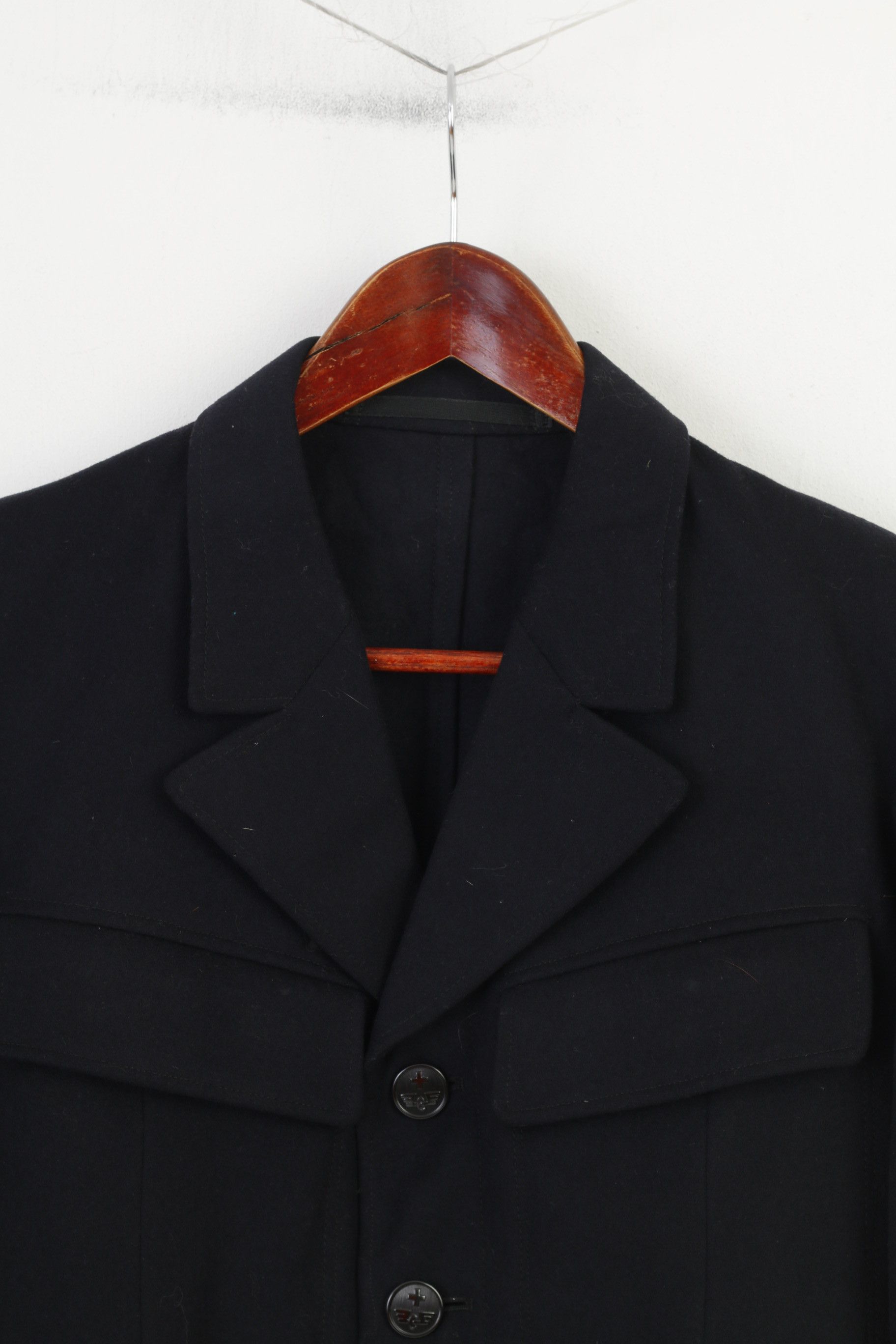 Designer × Vintage Vintage Men XS Jacket Black Hand Made Fitted 3461 Size 36R - 2 Thumbnail