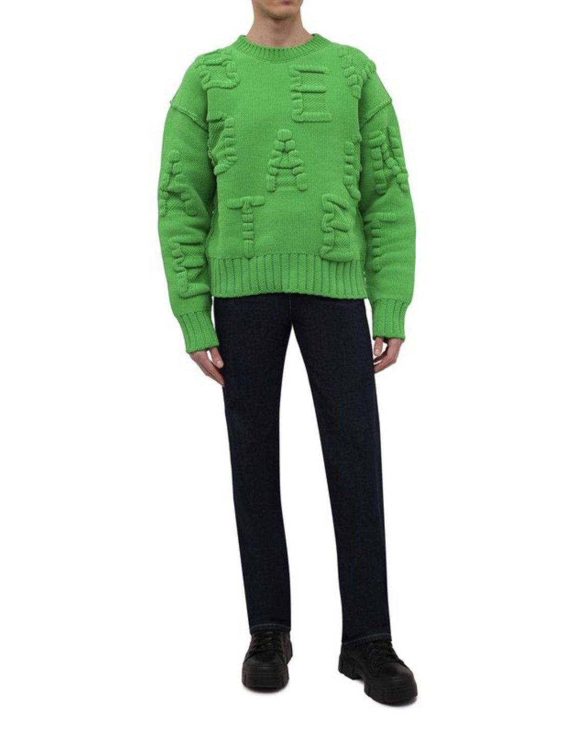 image of Bottega Veneta Polyamide All Big Logo Sweater in Green, Men's (Size Medium)