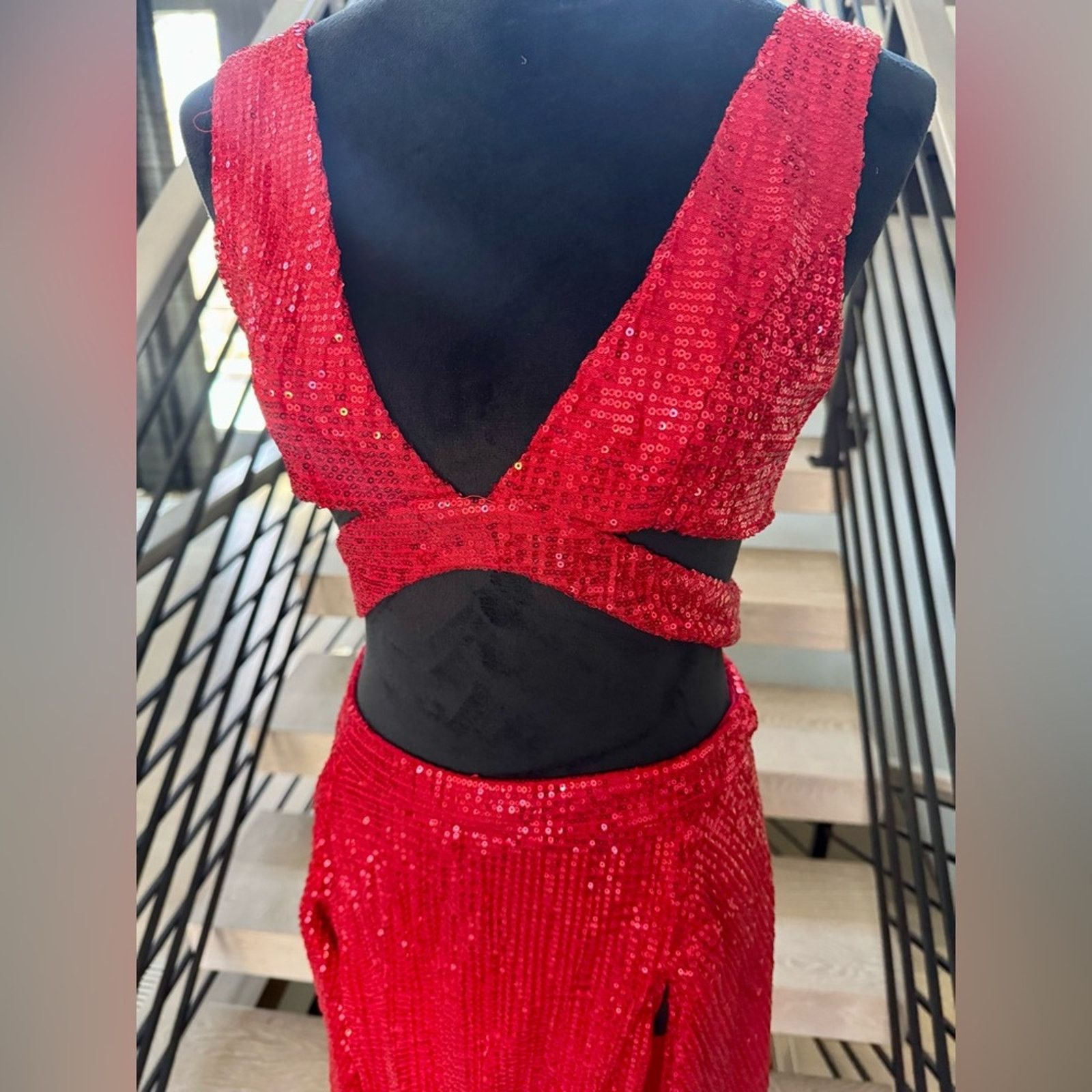 Other New Abyss by Abby Dazzling Red Backless Evening Gown size XS Size XS / US 0-2 / IT 36-38 - 10 Thumbnail