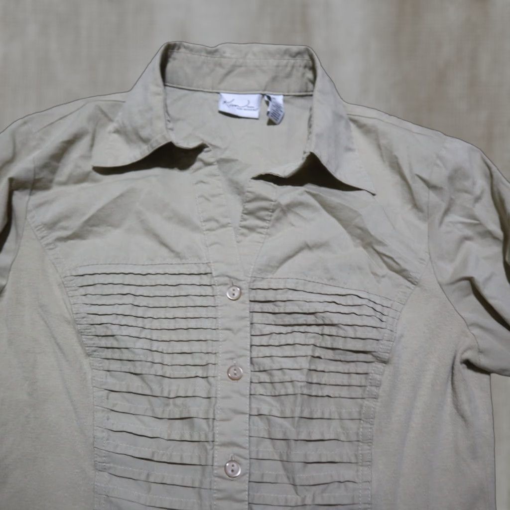 Vintage Kim Rogers Shirt Blouse 3/4 Sleeve Button Up Brown Women's PL Petite Large Size L / US 10 / IT 46 - 1 Thumbnail