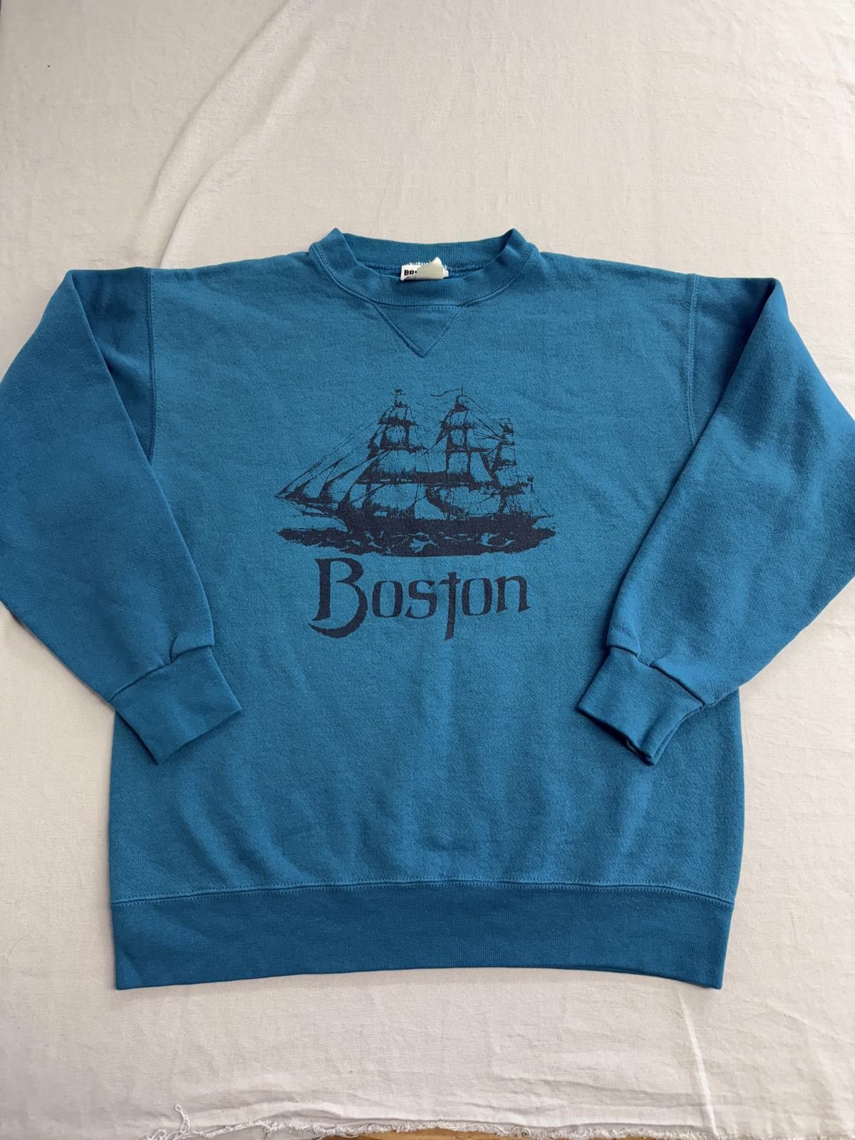 Designer Vintage Boston Tall Ship Crewneck Faded Blue Sailing Ship -M Size US M / EU 48-50 / 2 - 1 Thumbnail