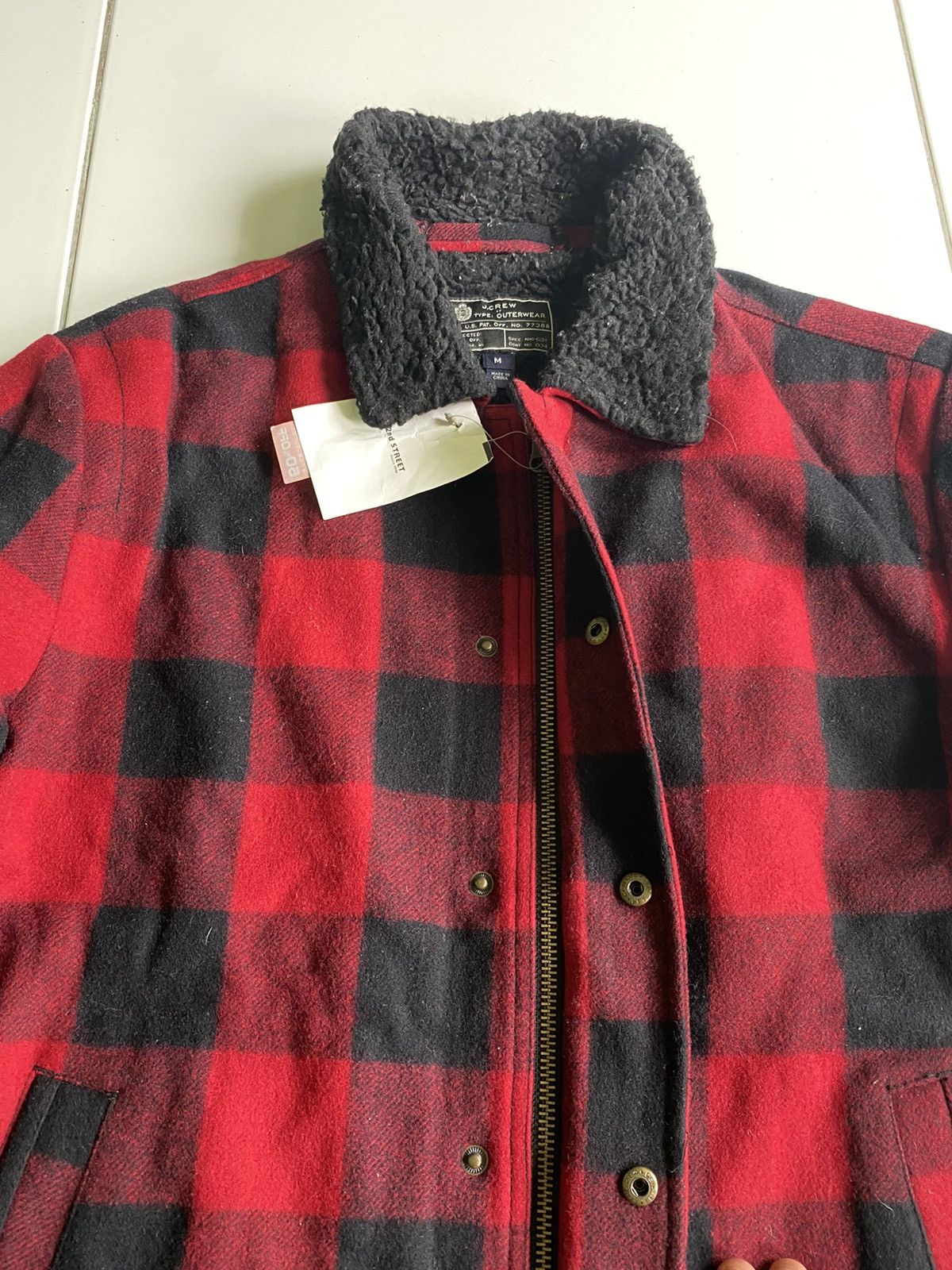 J.Crew Chekered Sherpa Wool Zip up Jacket