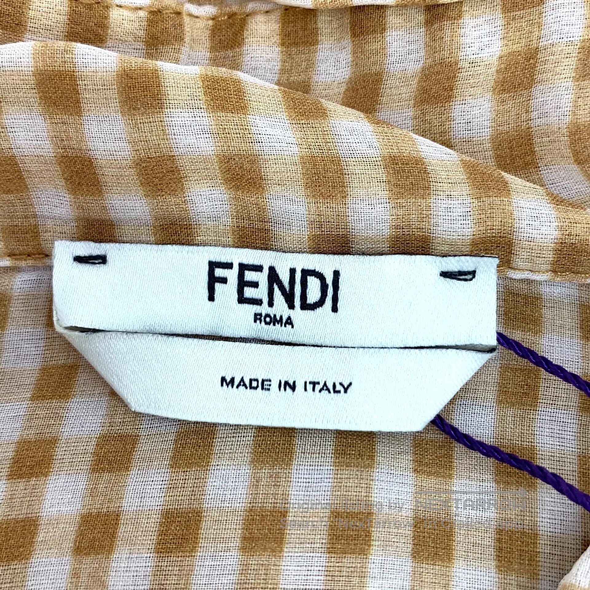 Fendi FENDI Brown plaid mulberry silk lapel long sleeve shirt| Size US L / EU 52-54 / 3 - 5 Thumbnail