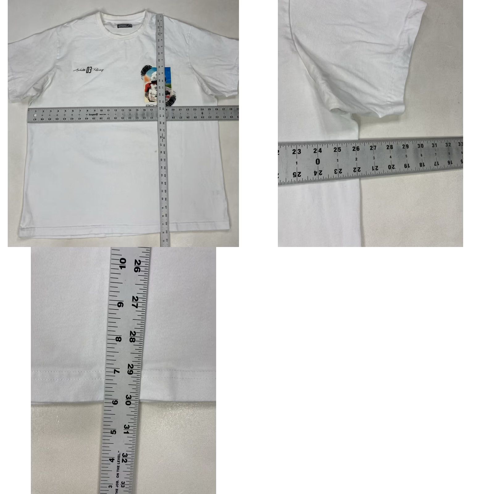 Vintage Achille Apparel Racing Graphic T-shirt Men Slim Fit 3XL White Size US XXL / EU 58 / 5 - 8 Thumbnail