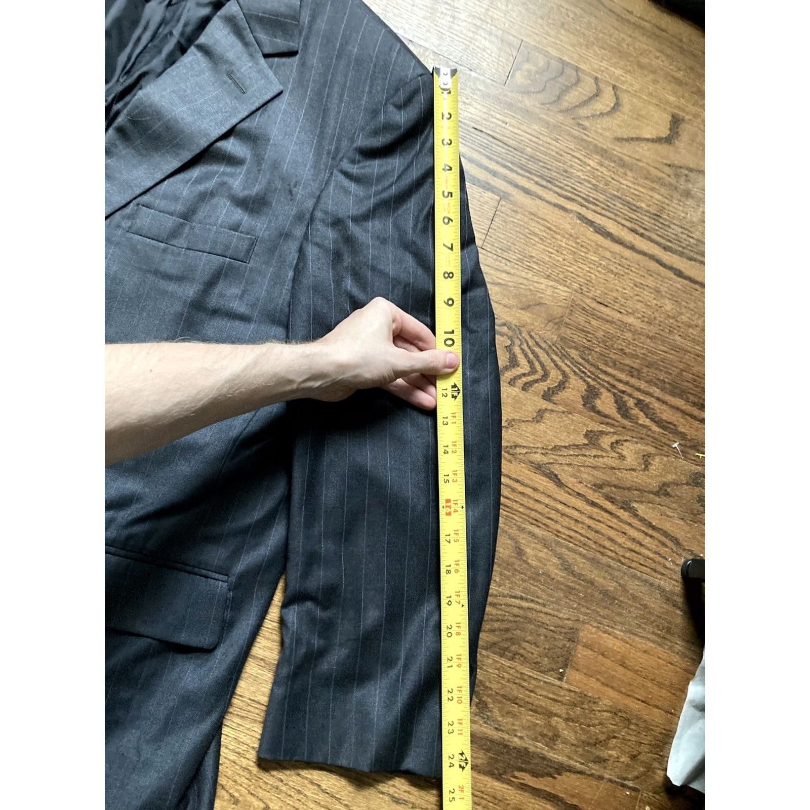 Ermenegildo Zegna Ermenegildo Zegna Blazer Wool Jacket Mens Charcoal Gray Sz 46R Pinstriped Size 46R - 7 Thumbnail