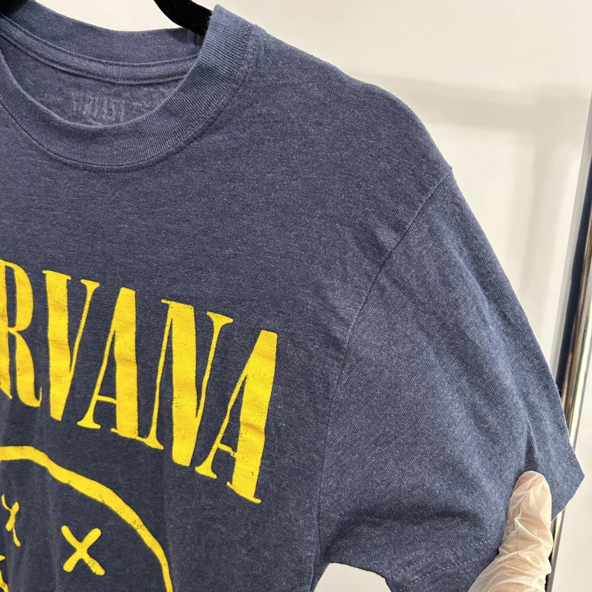 Nirvana Nirvana Dark Blue and Yellow Graphic Tee Sz Small - "Harley" Size S / US 4 / IT 40 - 14 Thumbnail